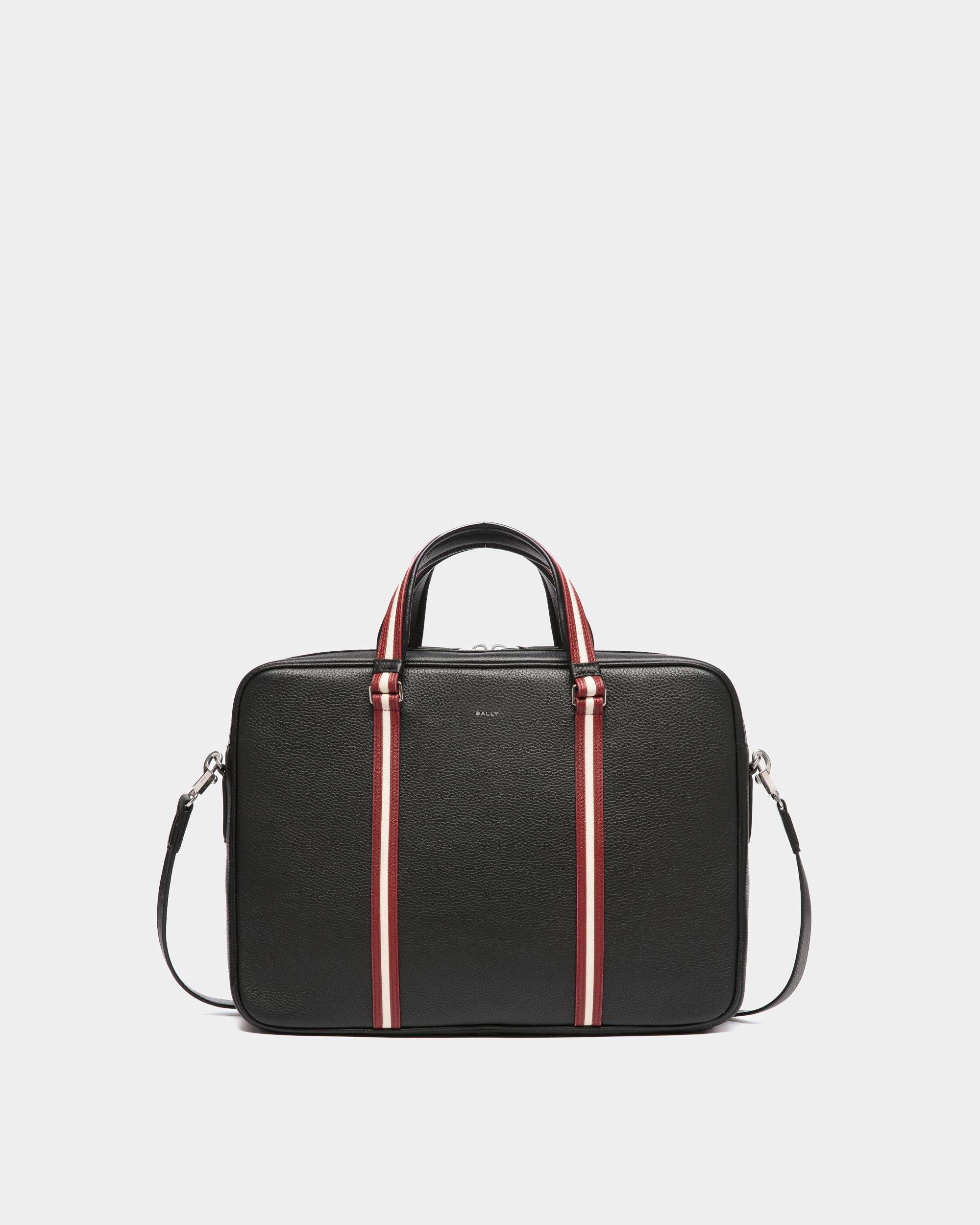 Men's Code Briefcase In Black Grained Leather | Bally | Still Life Front