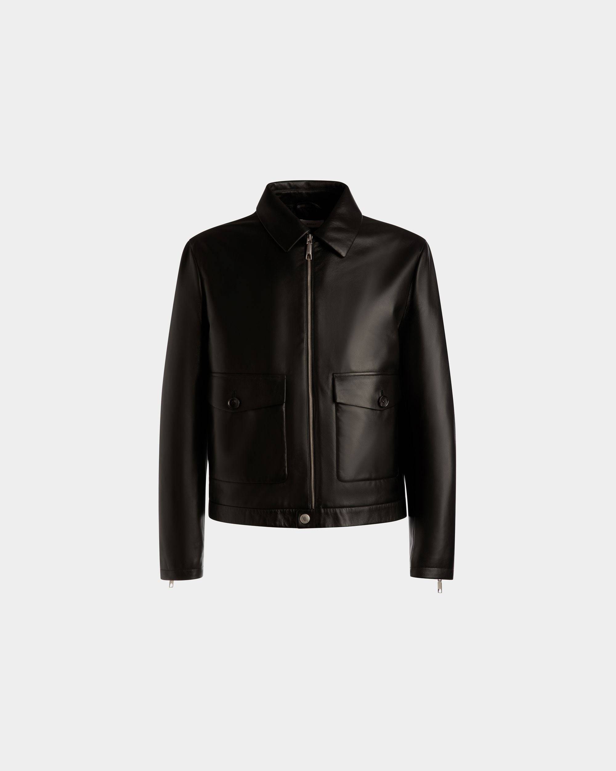 Men's Bomber Jacket In Black Leather | Bally | Still Life Front