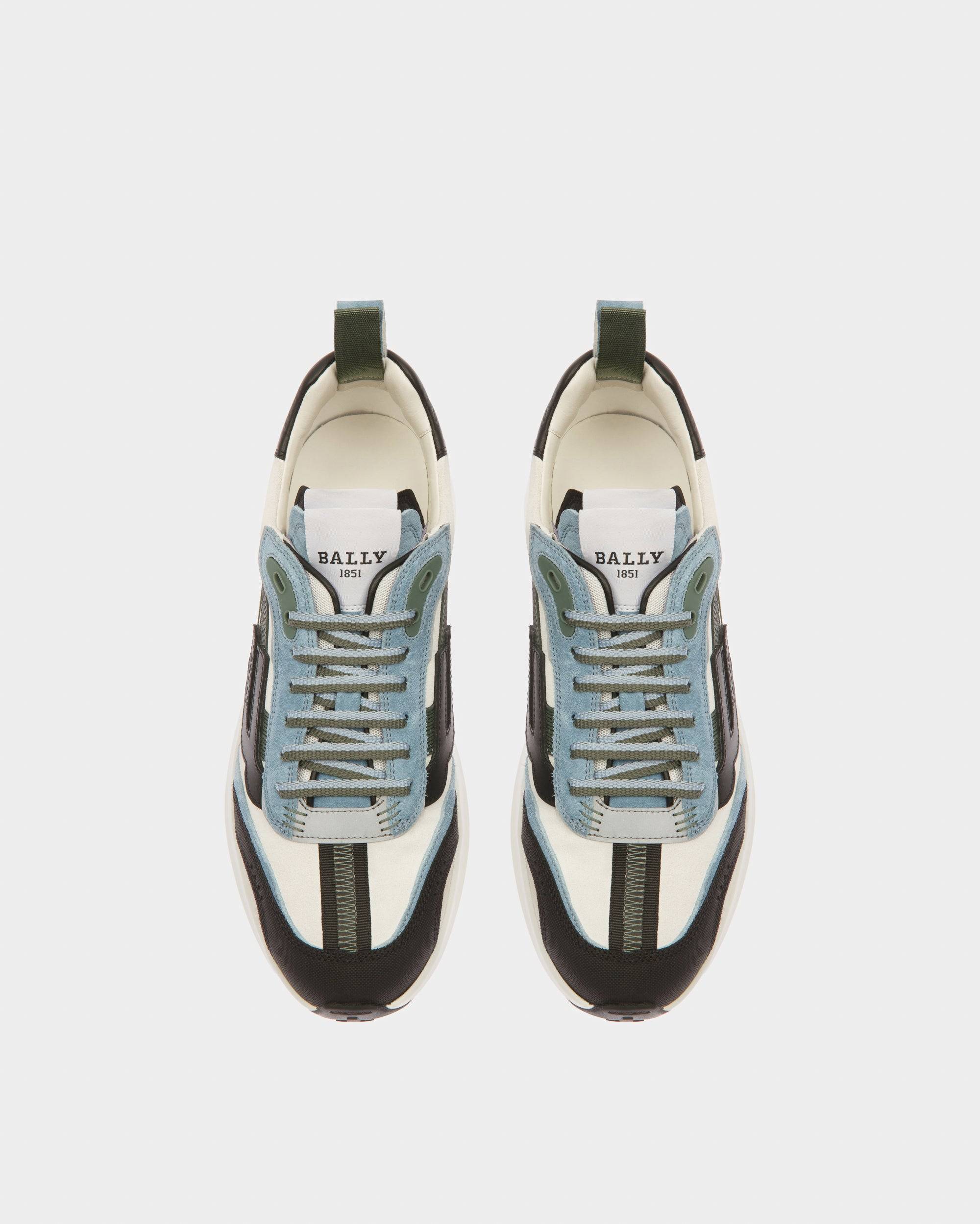 Darky Sneaker In Pelle Nera, Azzurra E Bianco Cipria - Bally - 02