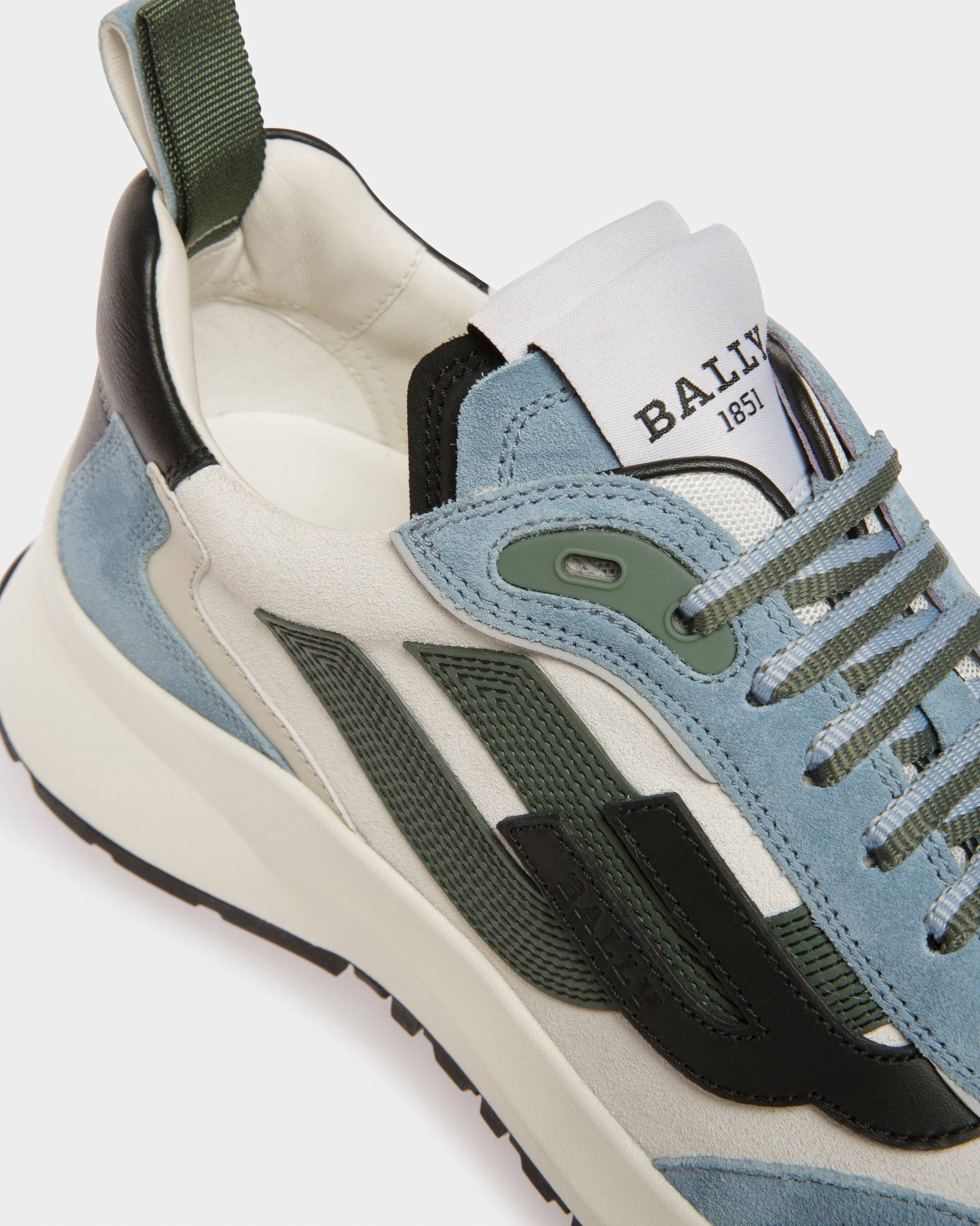 Darky Sneaker In Pelle Nera, Azzurra E Bianco Cipria - Bally - 05