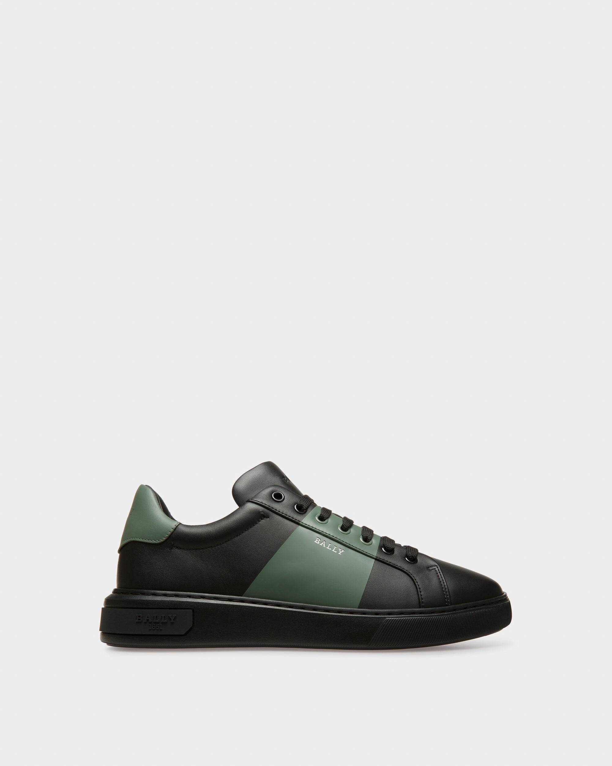 Mitty Sneaker In Pelle Nera E Verde - Bally