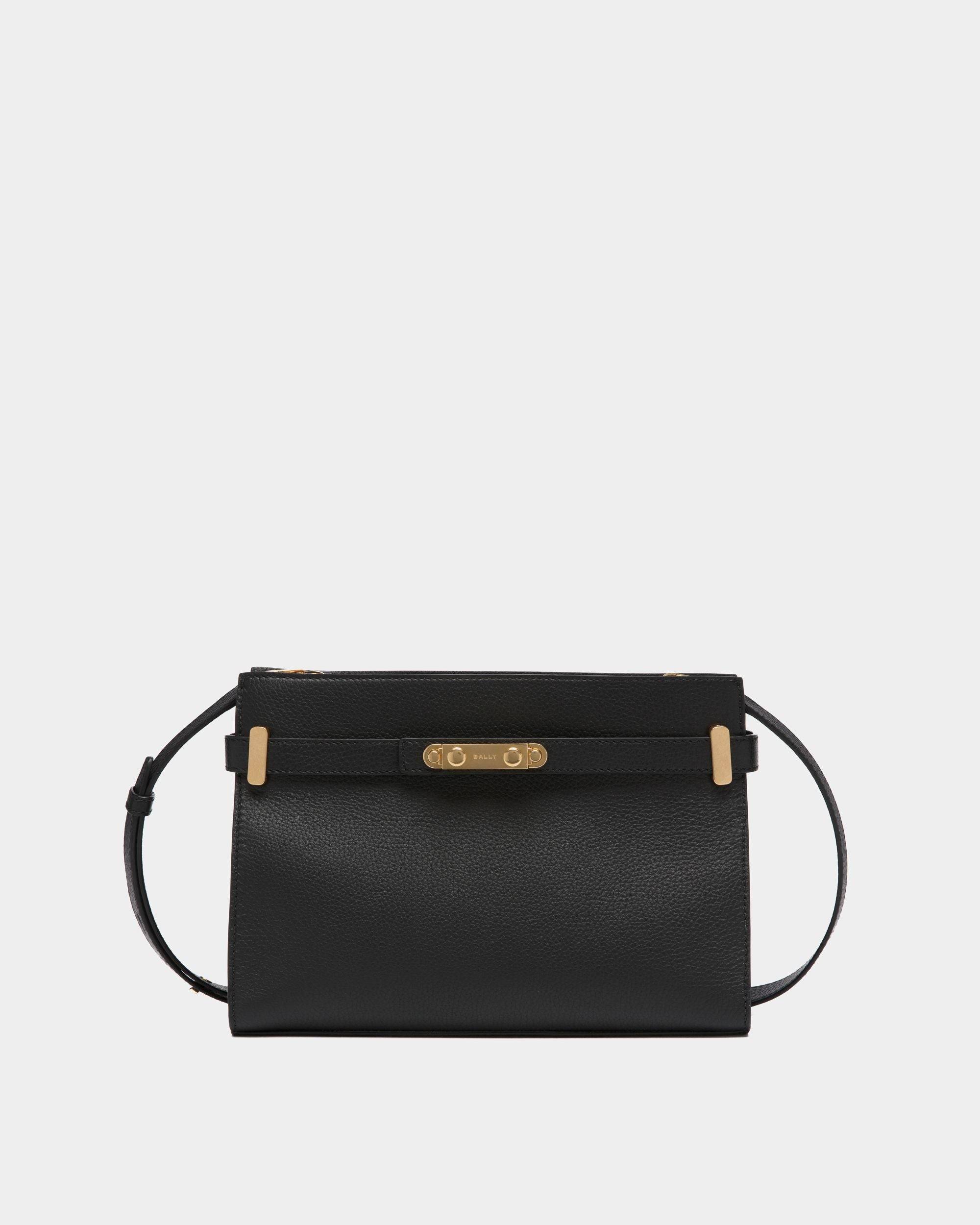 Women's Carriage Shoulder Bag in Black Grained Leather | Bally | Still Life Front