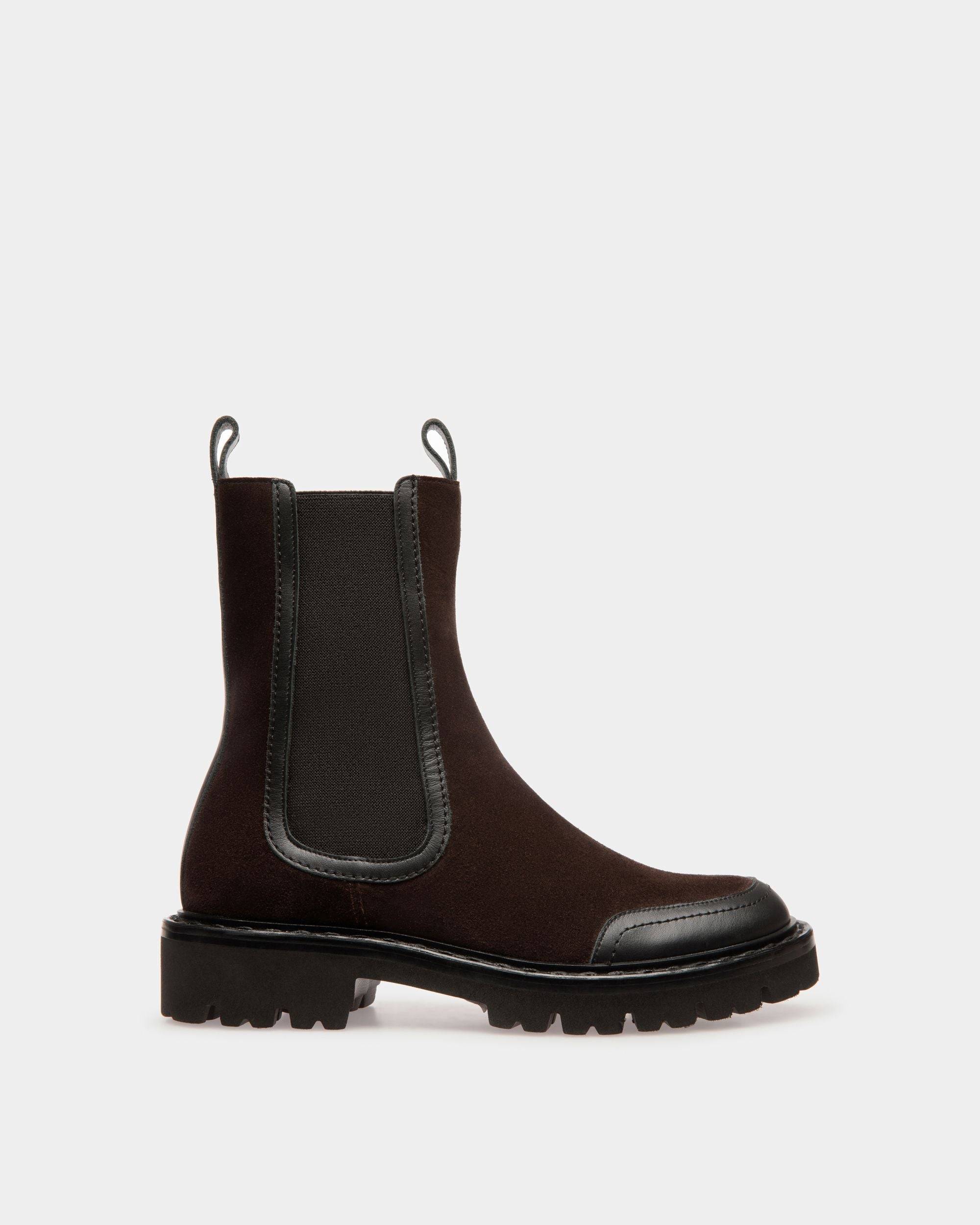 Women's Enga Boots In Brown Leather | Bally | Still Life Side