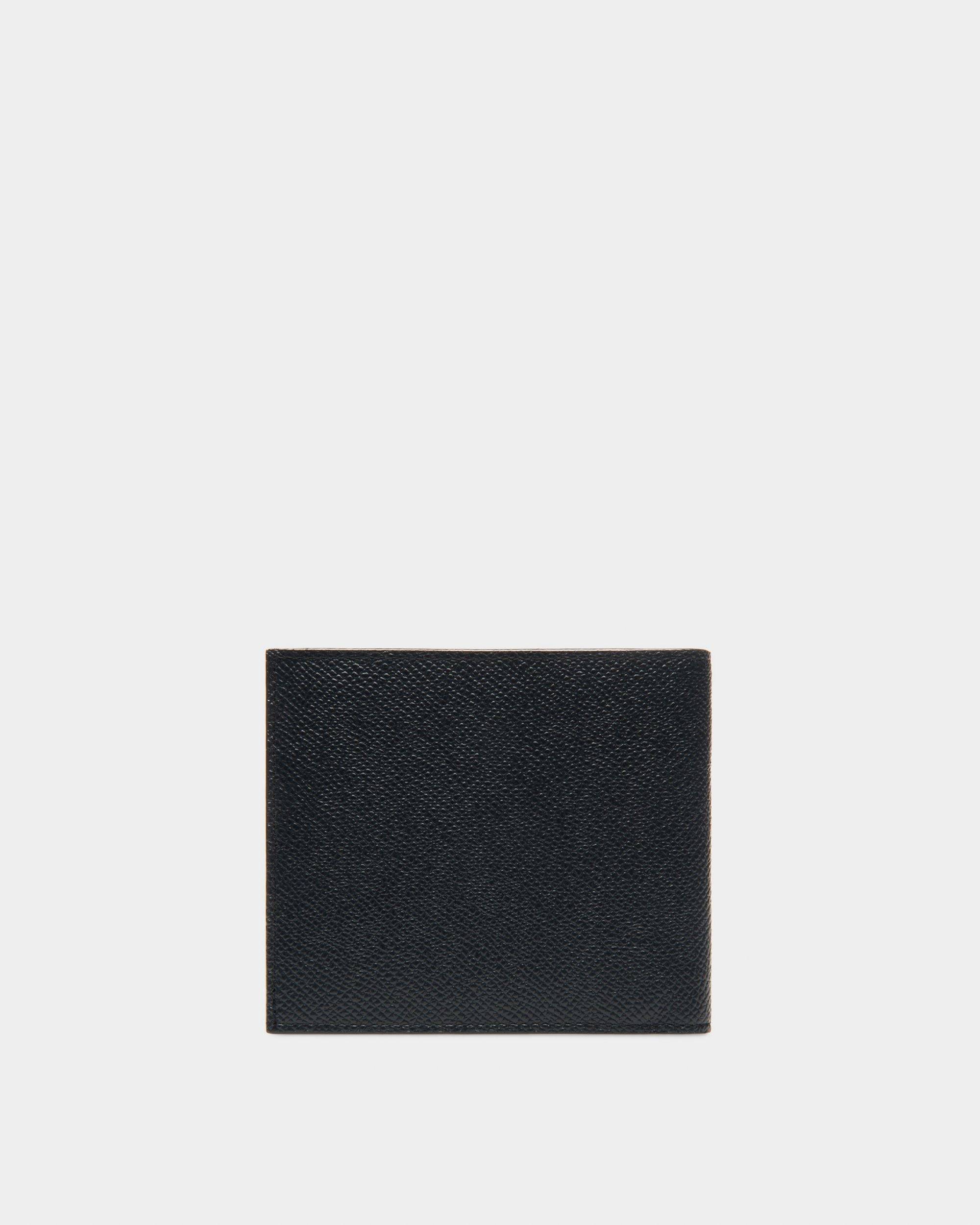 Lettering Wallet In Dark Blue Embossed Leather - Men's - Bally - 02