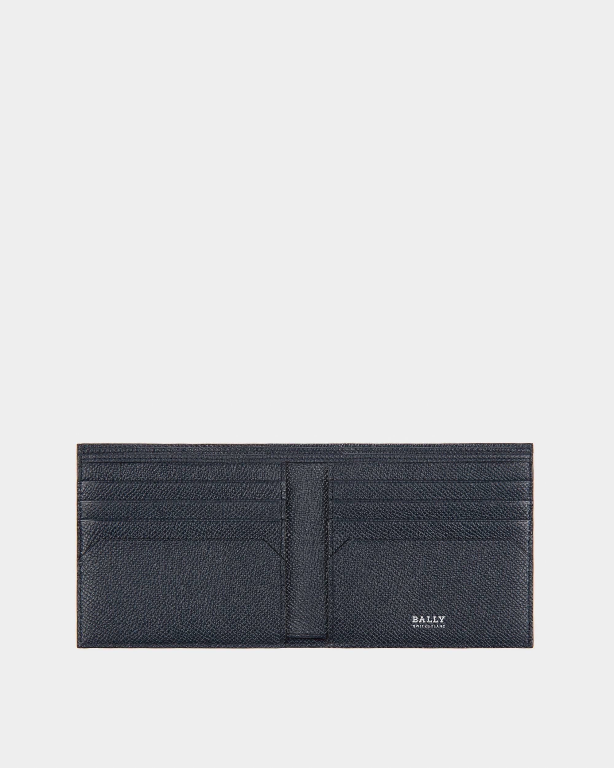 Lettering Wallet In Dark Blue Embossed Leather - Men's - Bally - 03