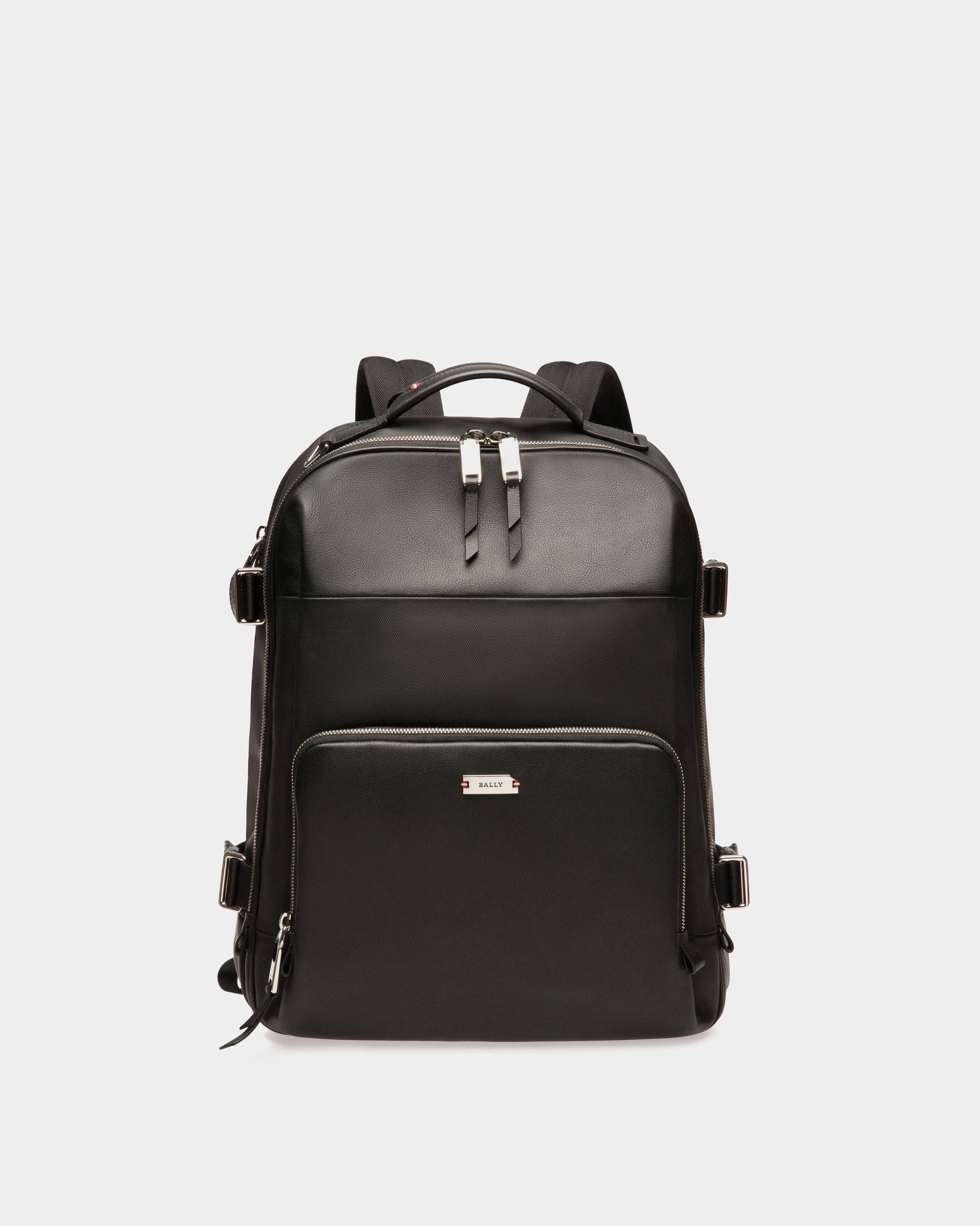 Veltan Cotton Mix & Leather Backpack In Black - Men's - Bally - 01