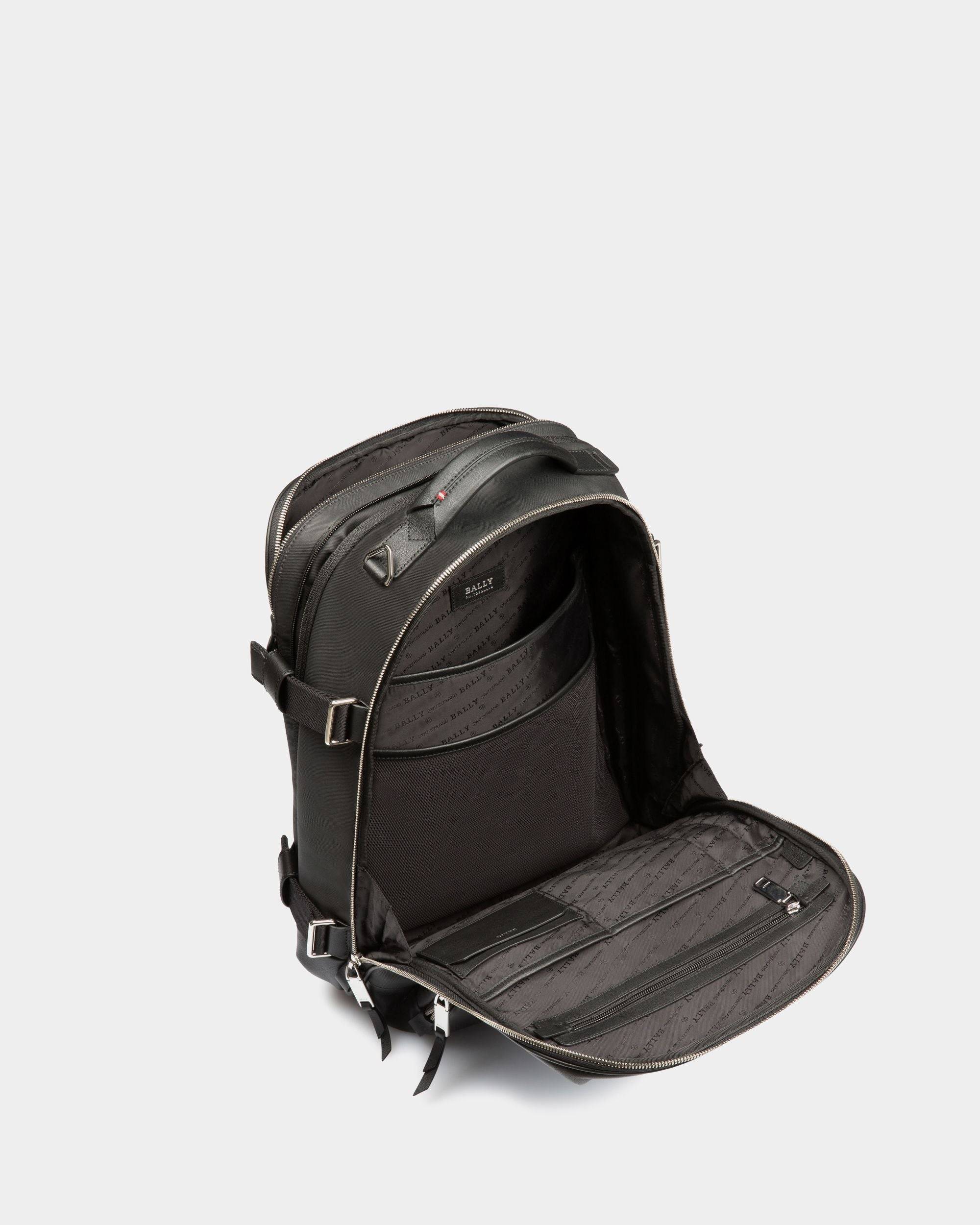 Veltan Cotton Mix & Leather Backpack In Black - Men's - Bally - 04