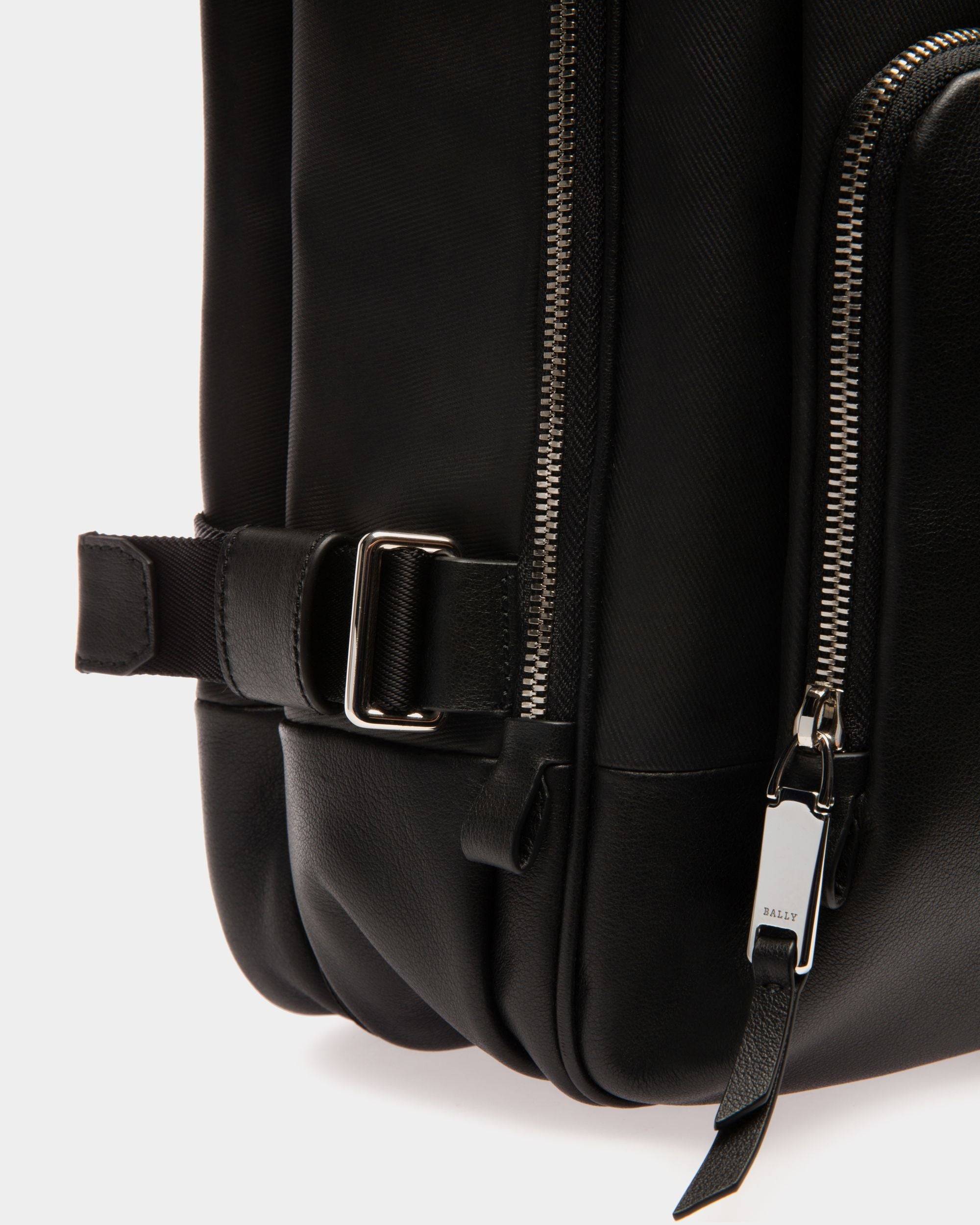 Veltan Cotton Mix & Leather Backpack In Black - Men's - Bally - 05