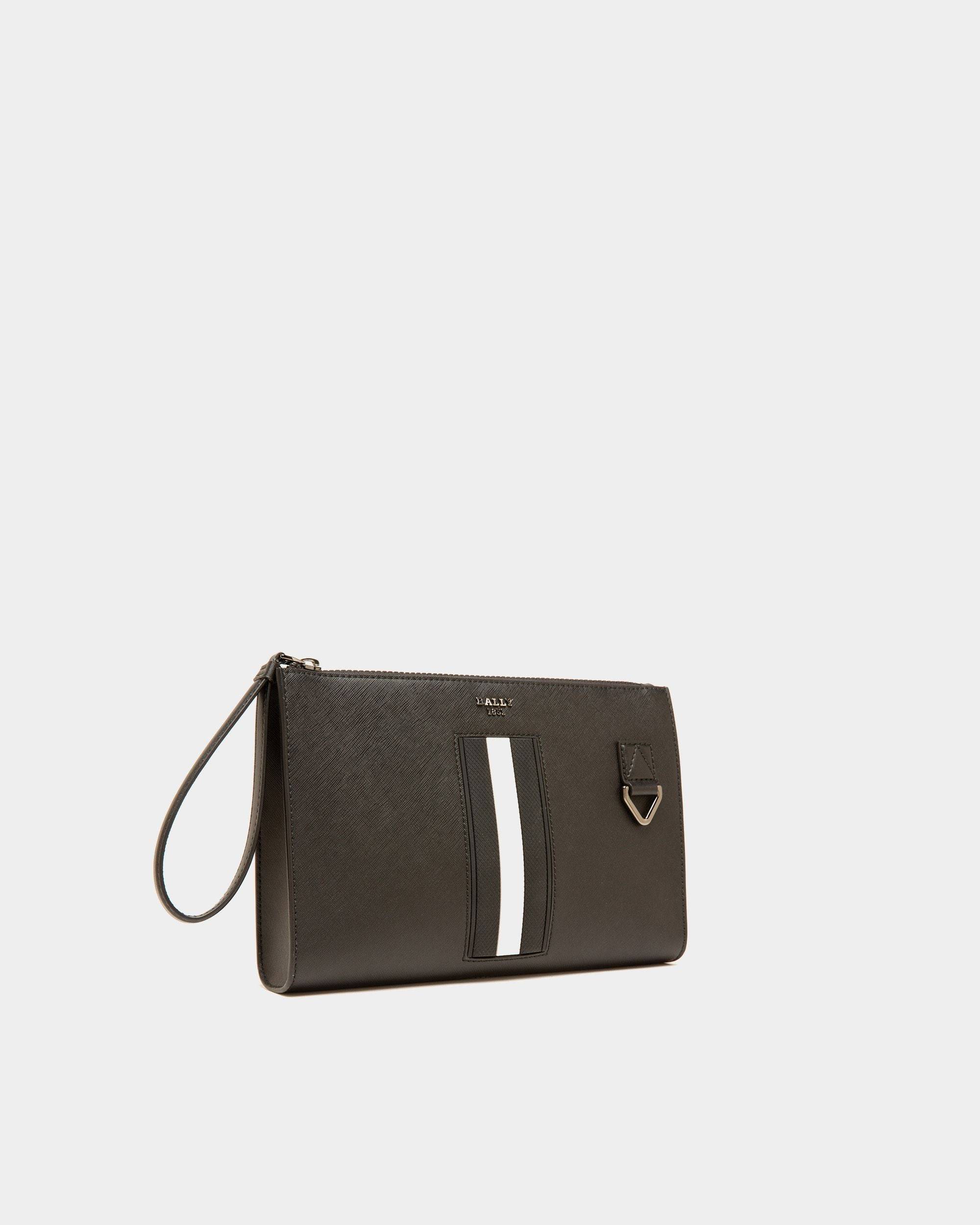 Makid | Men's Clutch | Black Leather | Bally | Still Life 3/4 Front
