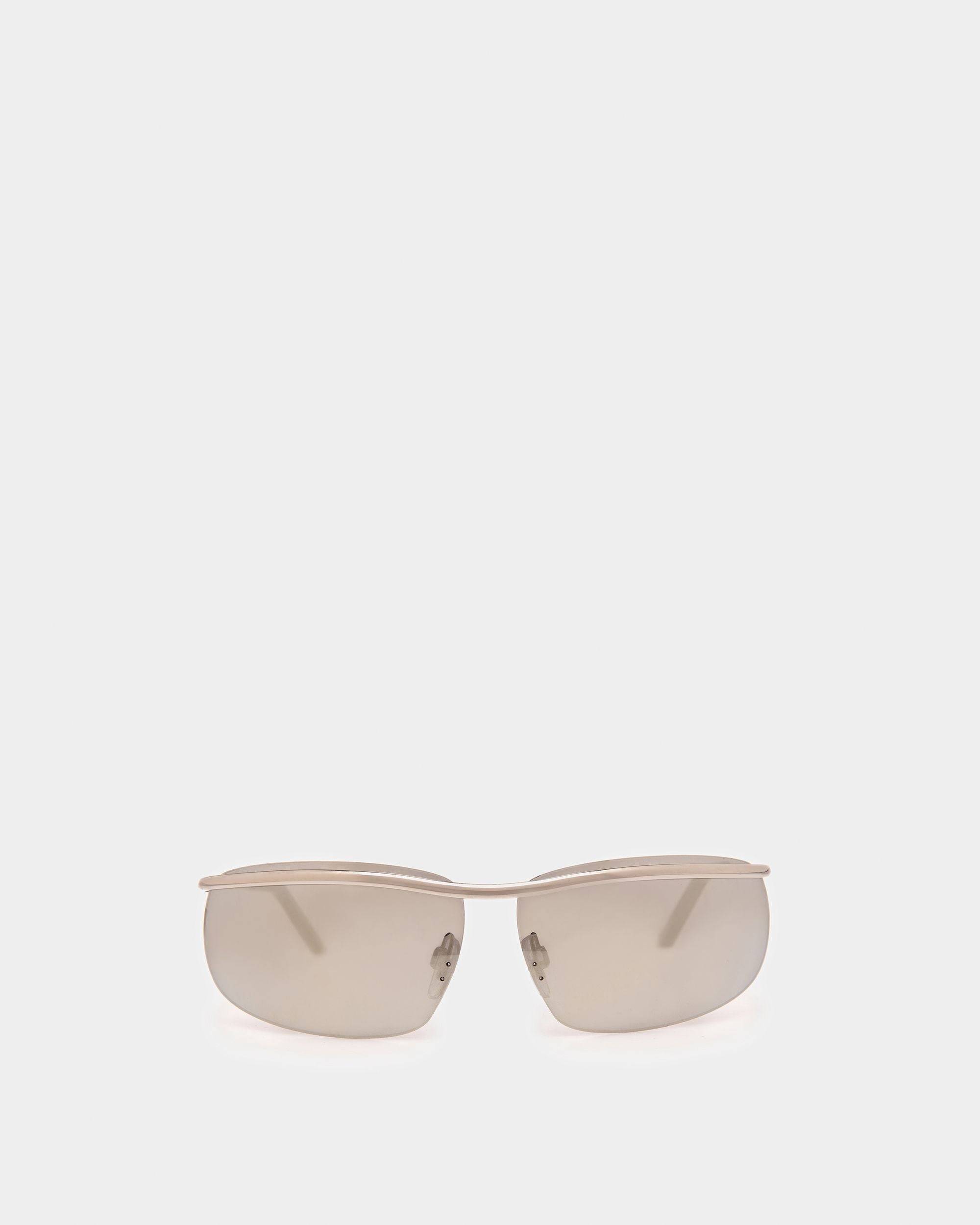 Shark Rimless Sunglasses In Shiny Palladium Metal & Mirrored Silver - OTHER - Bally