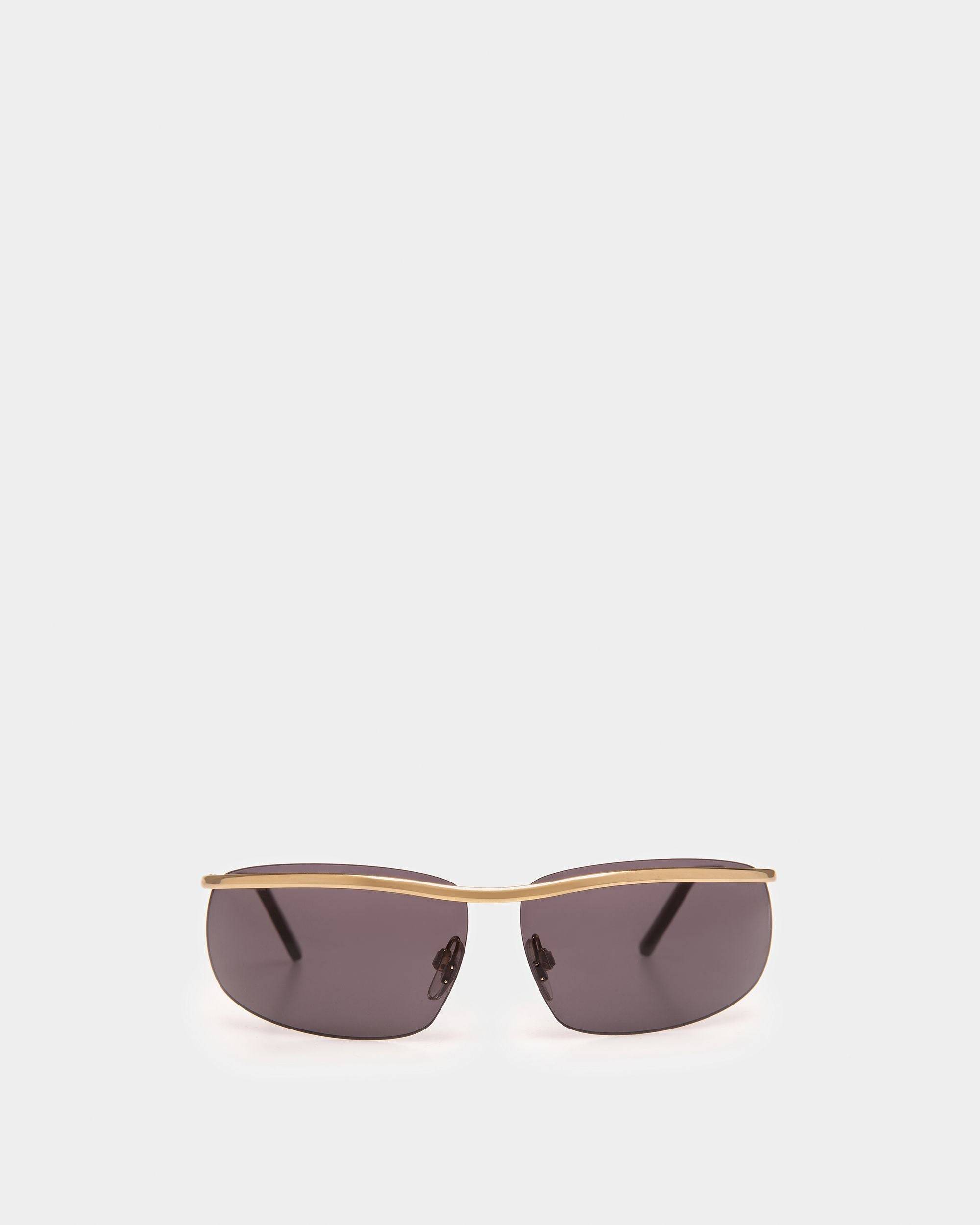 Shark Rimless Sunglasses In Shiny Gold Metal & Smoke - OTHER - Bally