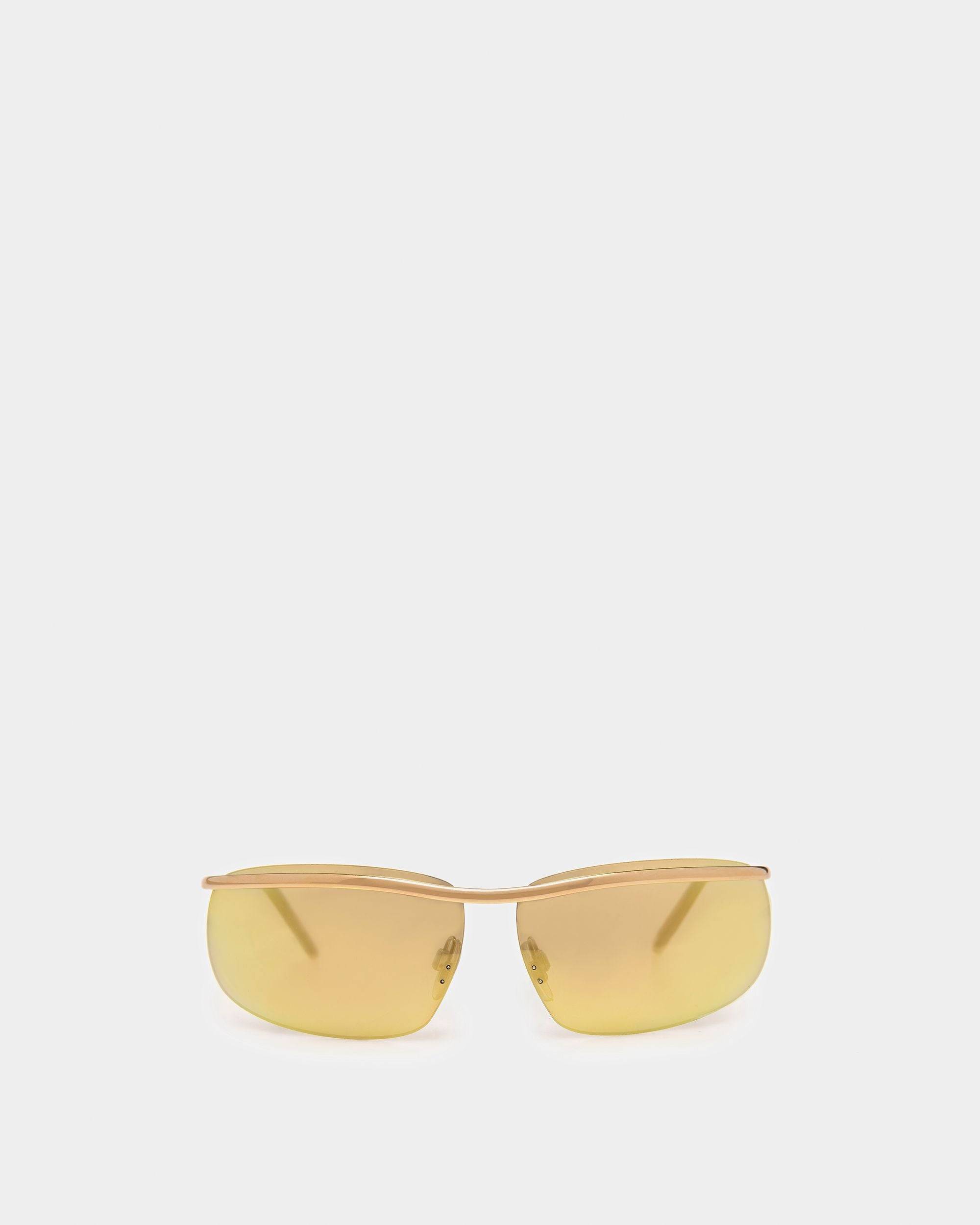 Shark Rimless Sunglasses In Shiny Gold Metal & Mirrored Gold - OTHER - Bally