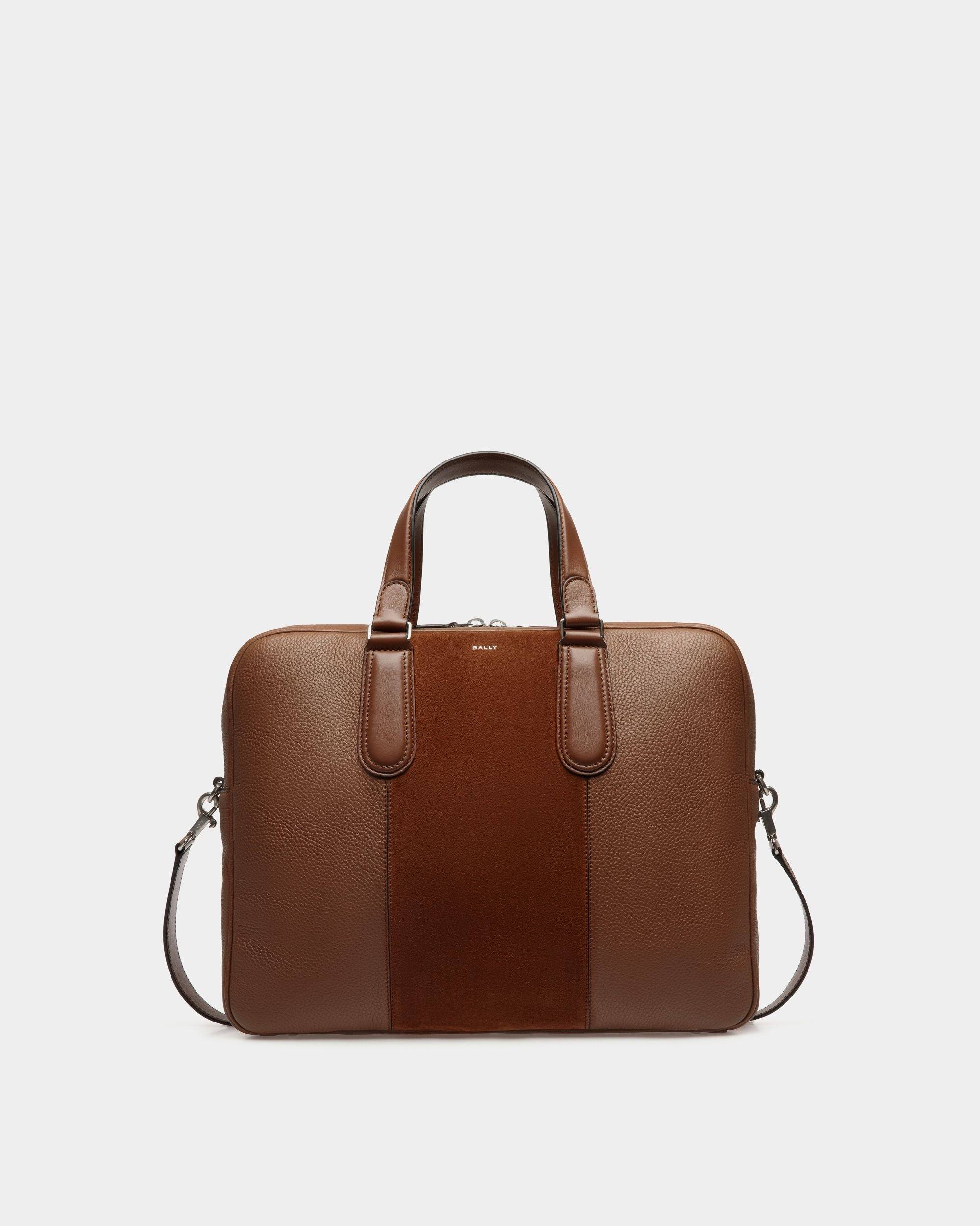 Spin | Men's Briefcase in Brown Leather | Bally | Still Life Front