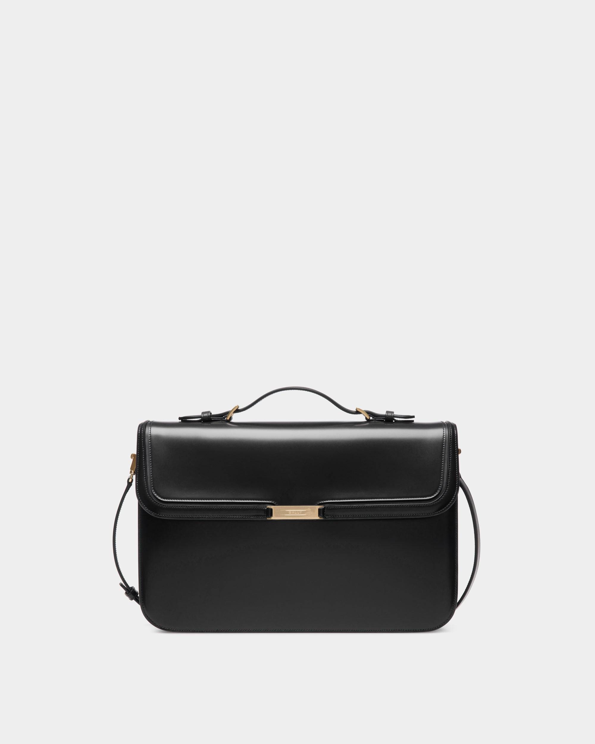 Deco Briefcase in Black Brushed Leather - Men's - Bally - 01