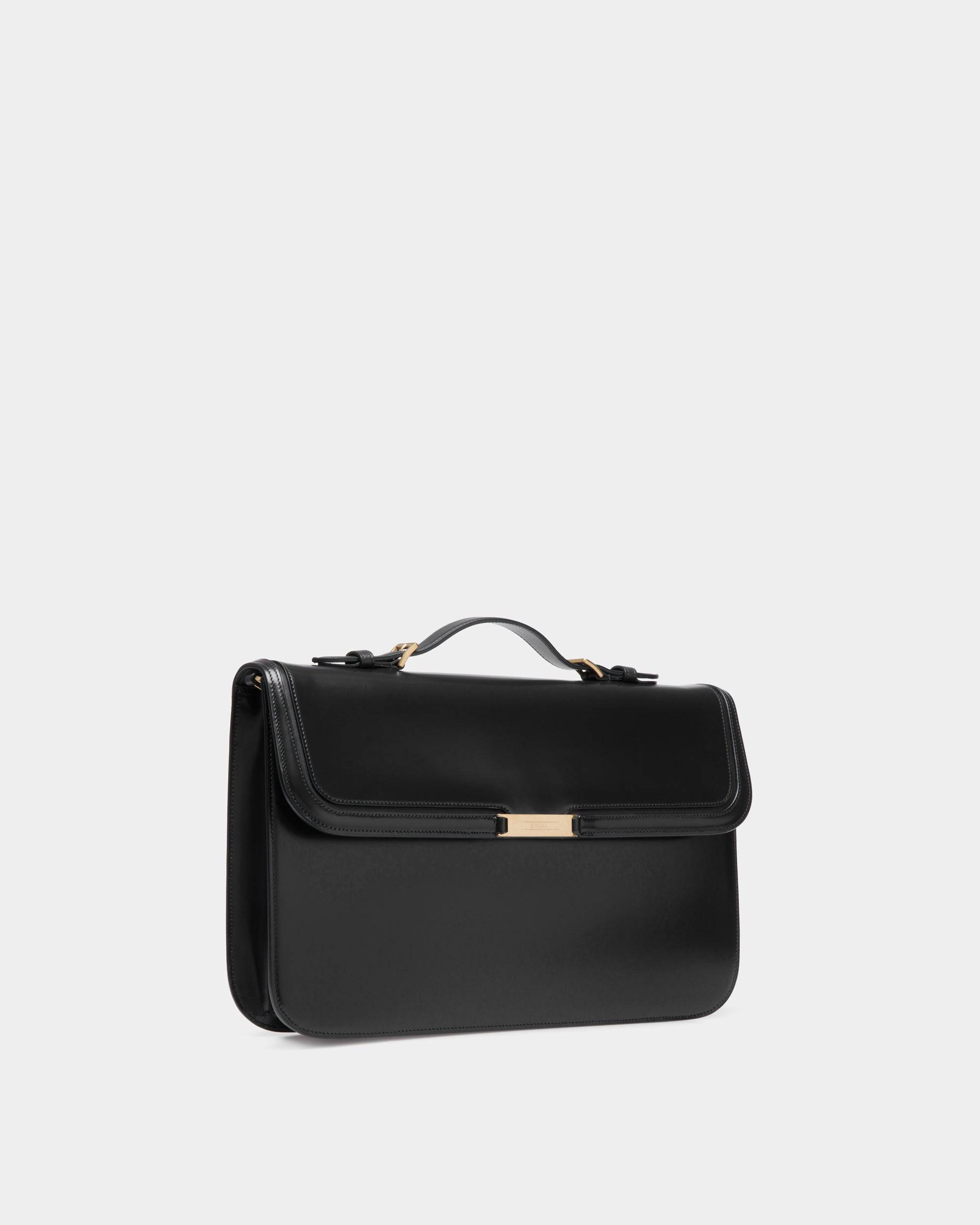 Deco Briefcase in Black Brushed Leather - Men's - Bally - 04