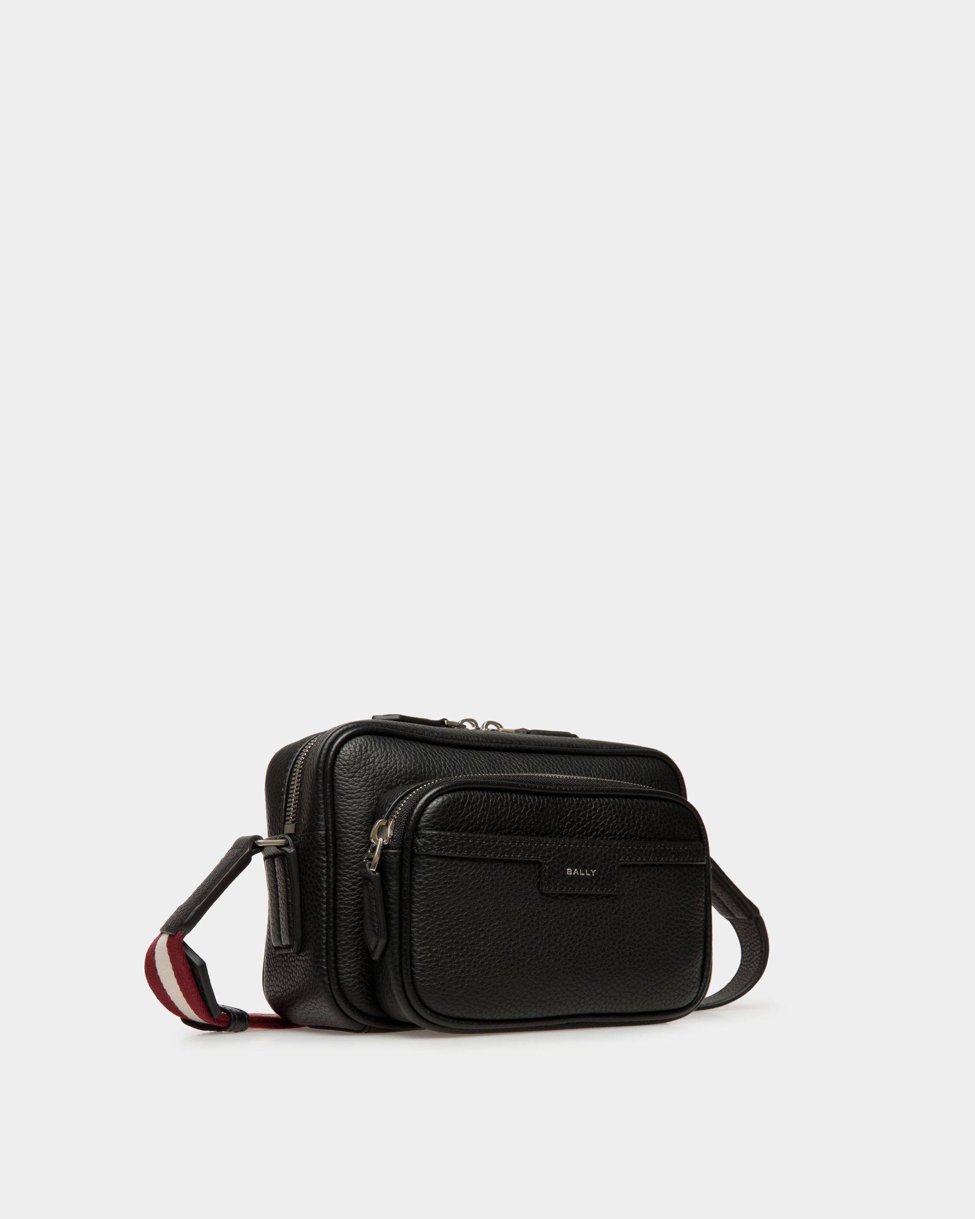 Code | Men's Crossbody Bag in Black Grained Leather | Bally | Still Life 3/4 Front