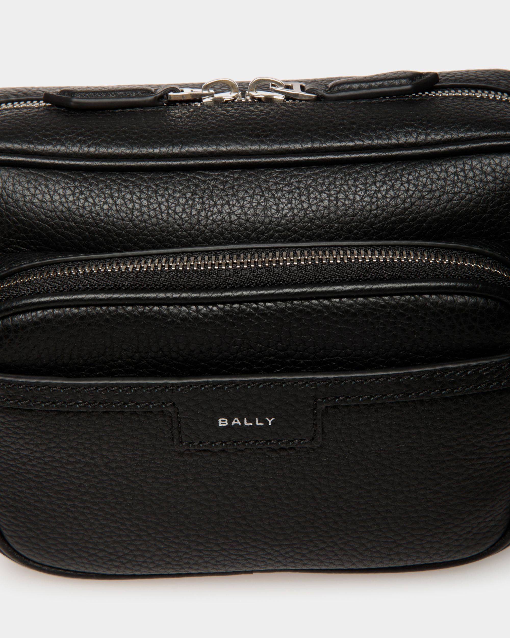 Code | Men's Crossbody Bag in Black Grained Leather | Bally | Still Life Detail