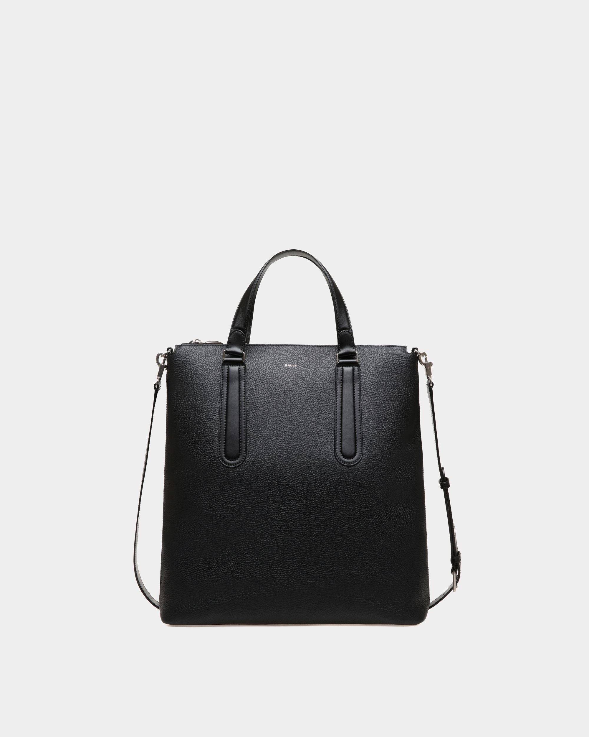Men's Spin Tote in Black Grained Leather | Bally | Still Life Front