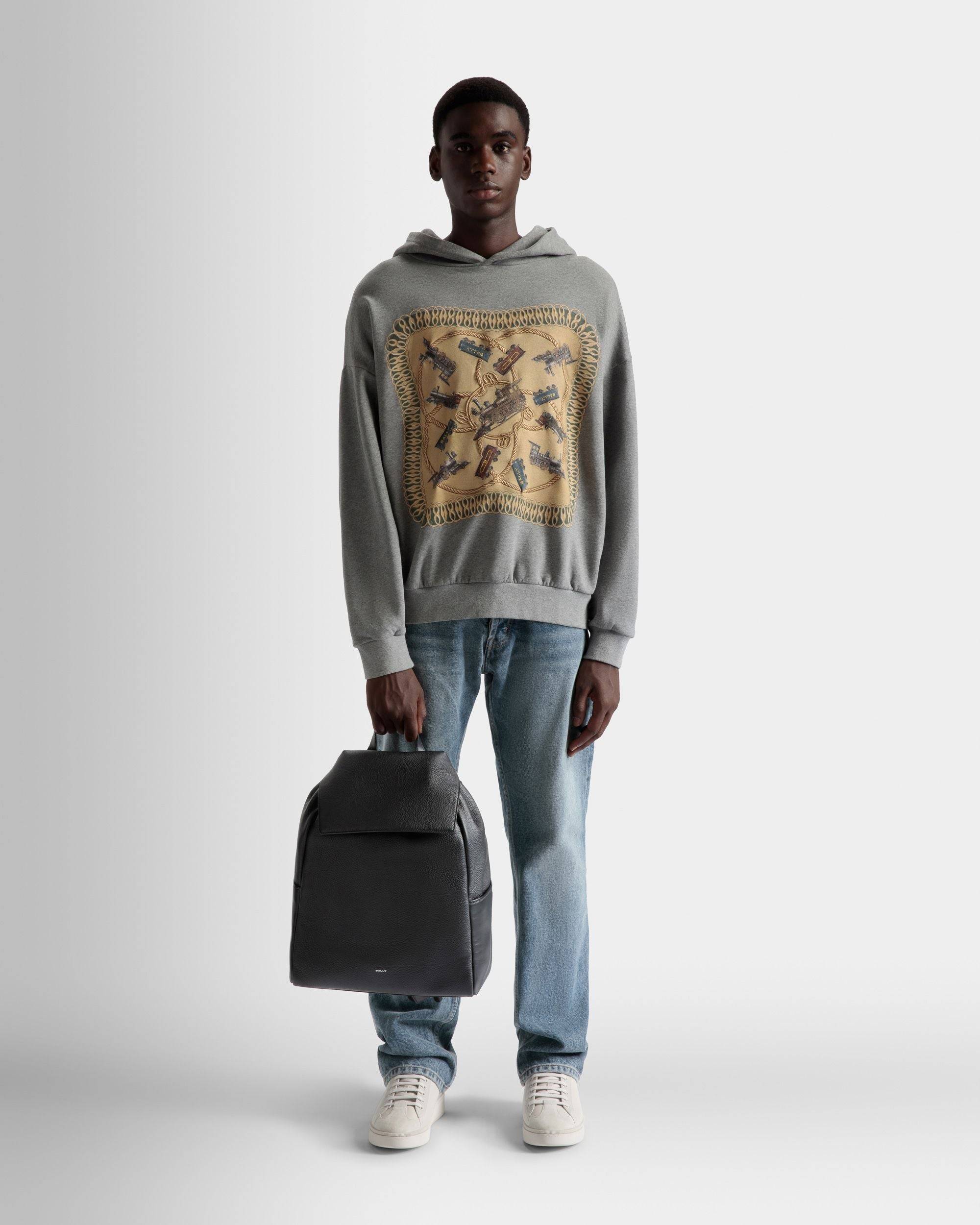 Slim | Men's Backpack | Black Leather | Bally | On Model Front