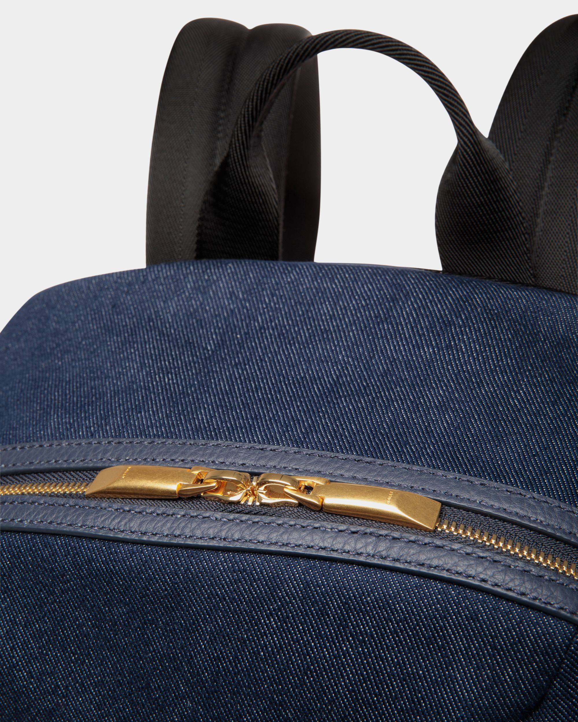 Bar | Men's Backpack in Blue Canvas And Leather | Bally | Still Life Detail