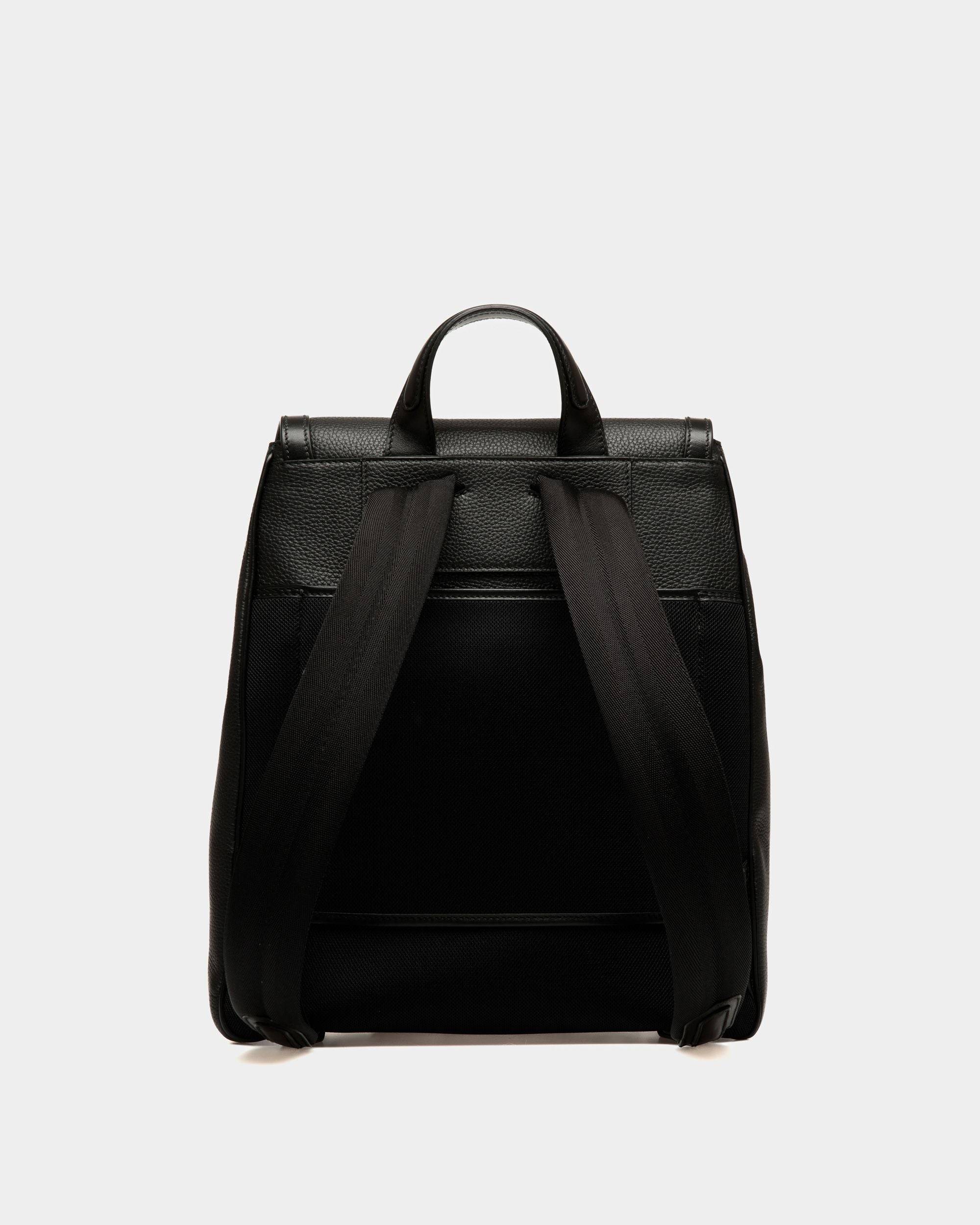 Spin | Men's Backpack in Black Grained Leather | Bally | Still Life Back