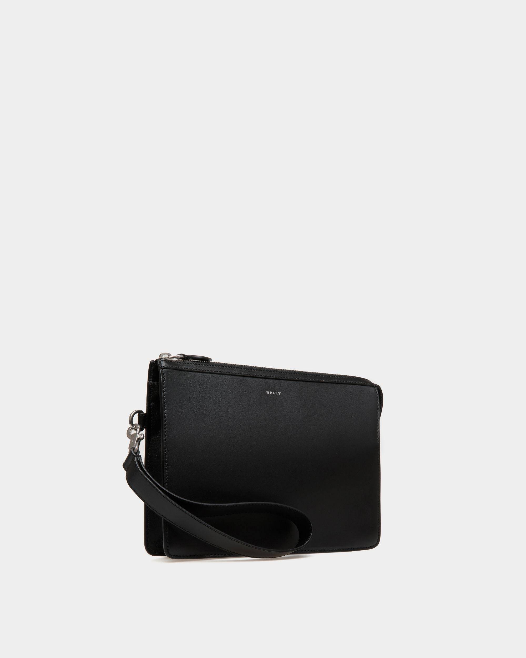 Busy Bally | Men's Pouch in Black Leather | Bally | Still Life 3/4 Front