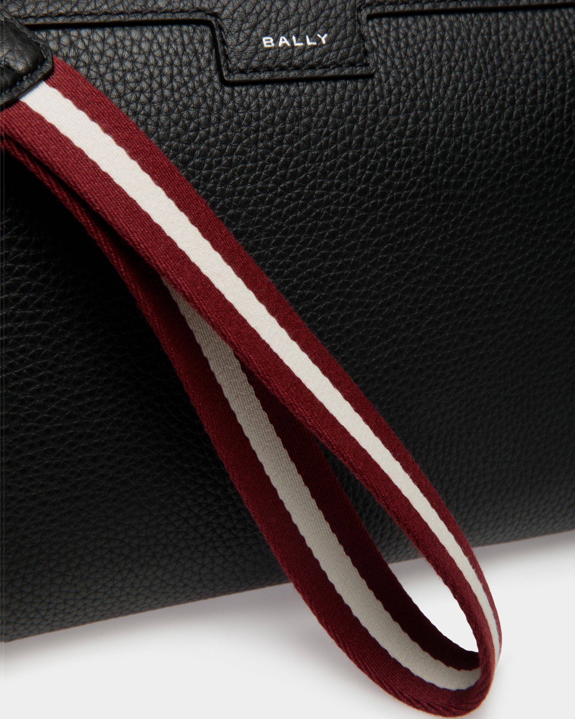 Code | Men's Pouch in Black Grained Leather | Bally | Still Life Detail