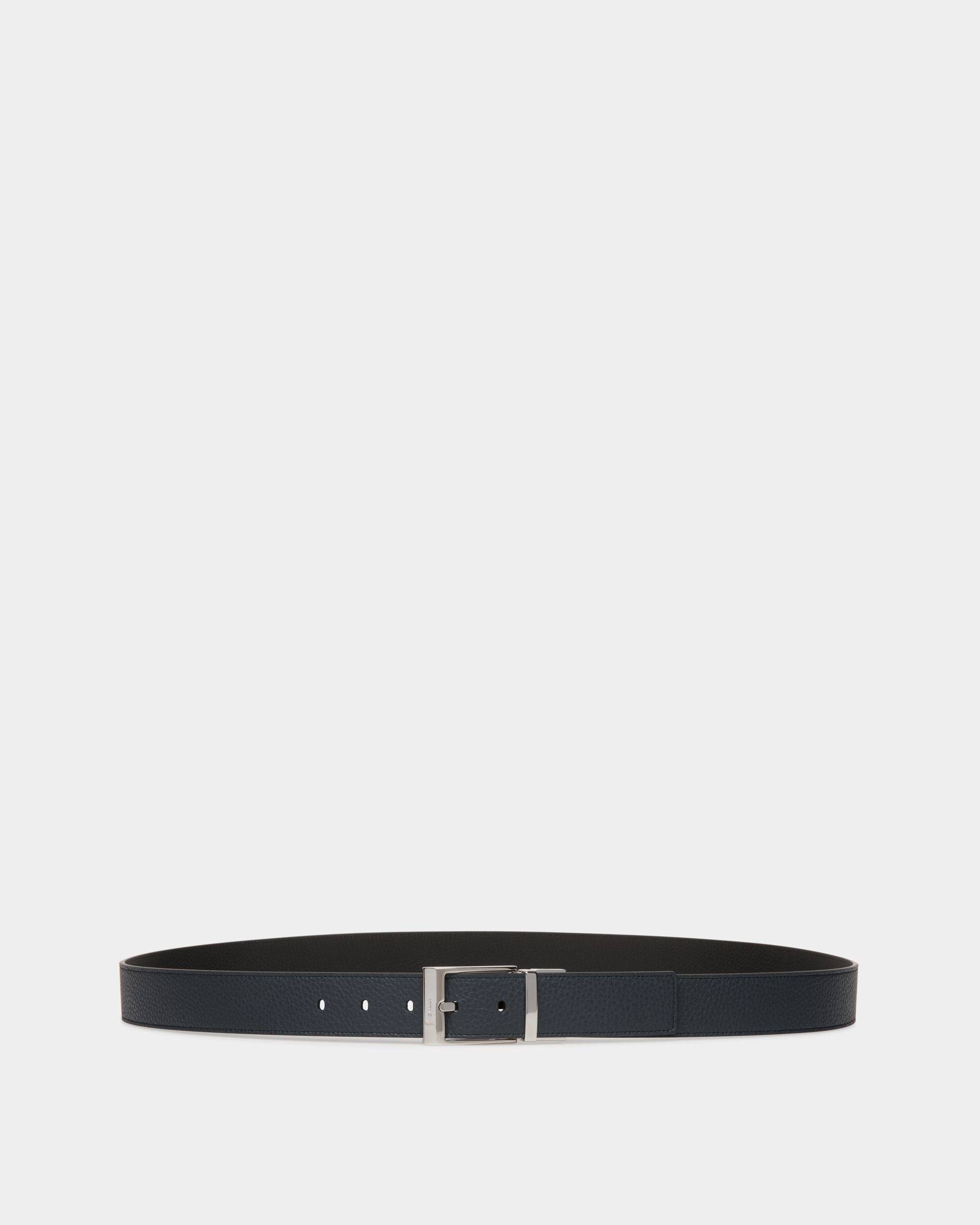 Shiffie 35mm Reversible And Adjustable Belt in Navy Blue And Black Leather - Men's - Bally - 01