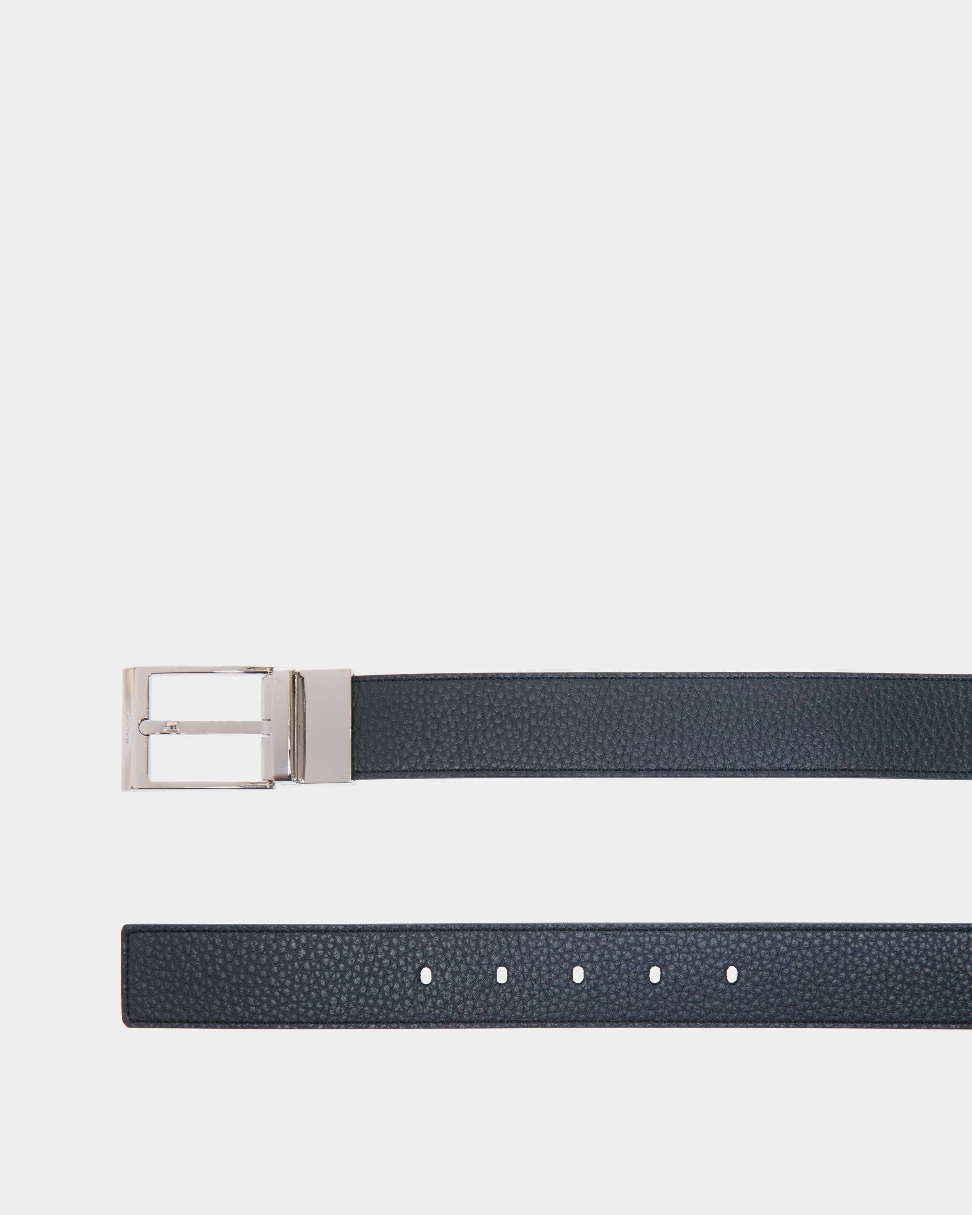 Shiffie 35mm Reversible And Adjustable Belt in Navy Blue And Black Leather - Men's - Bally - 02