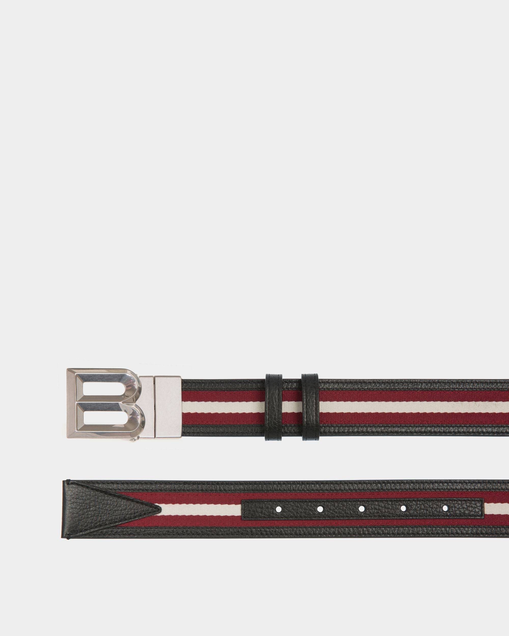 B Bold 35mm | Men's Reversible Belt in Red White Red Fabric And Leather | Bally | Still Life Detail