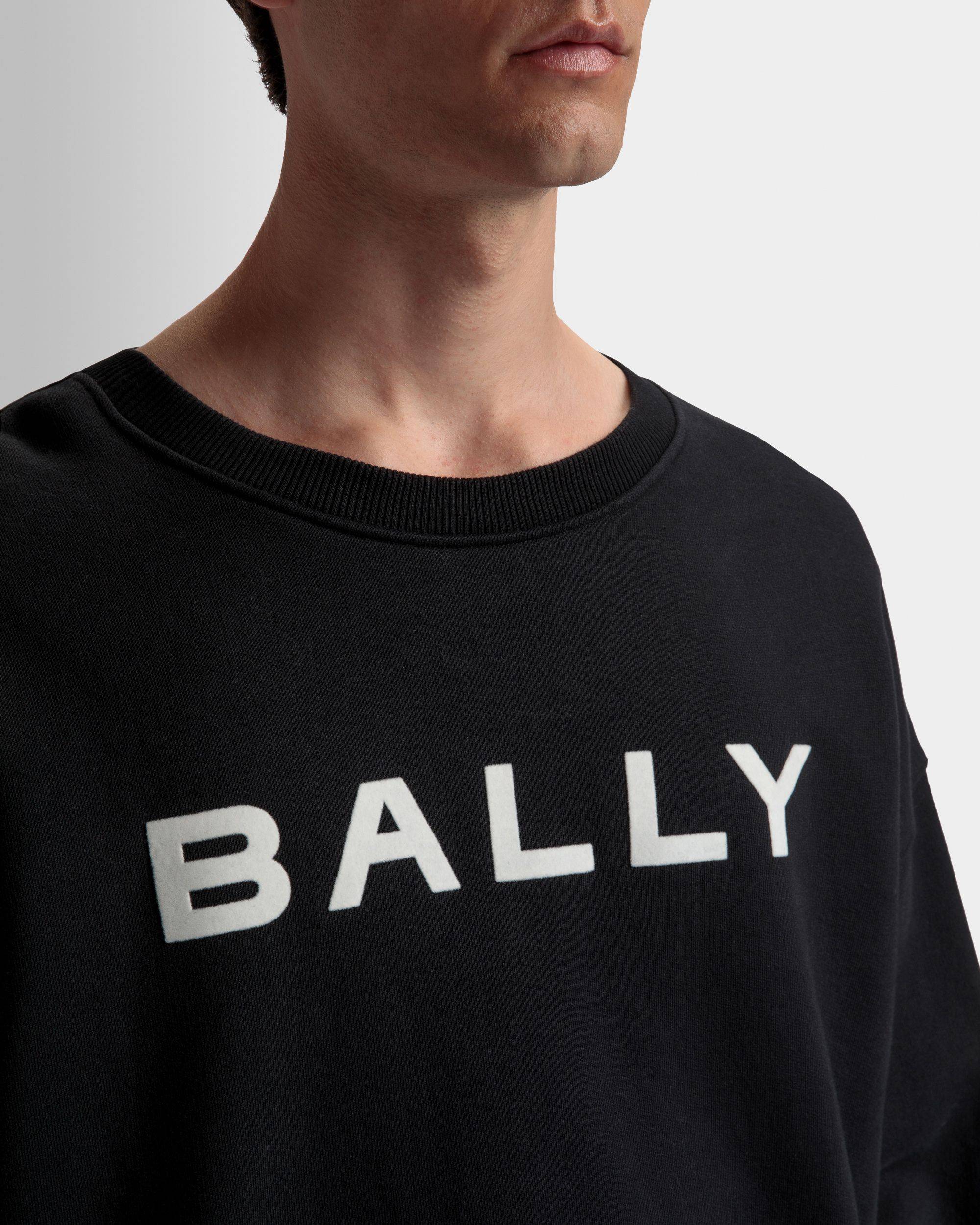 Logo Sweatshirt | Men's Sweatshirt | Black Cotton | Bally | On Model Detail