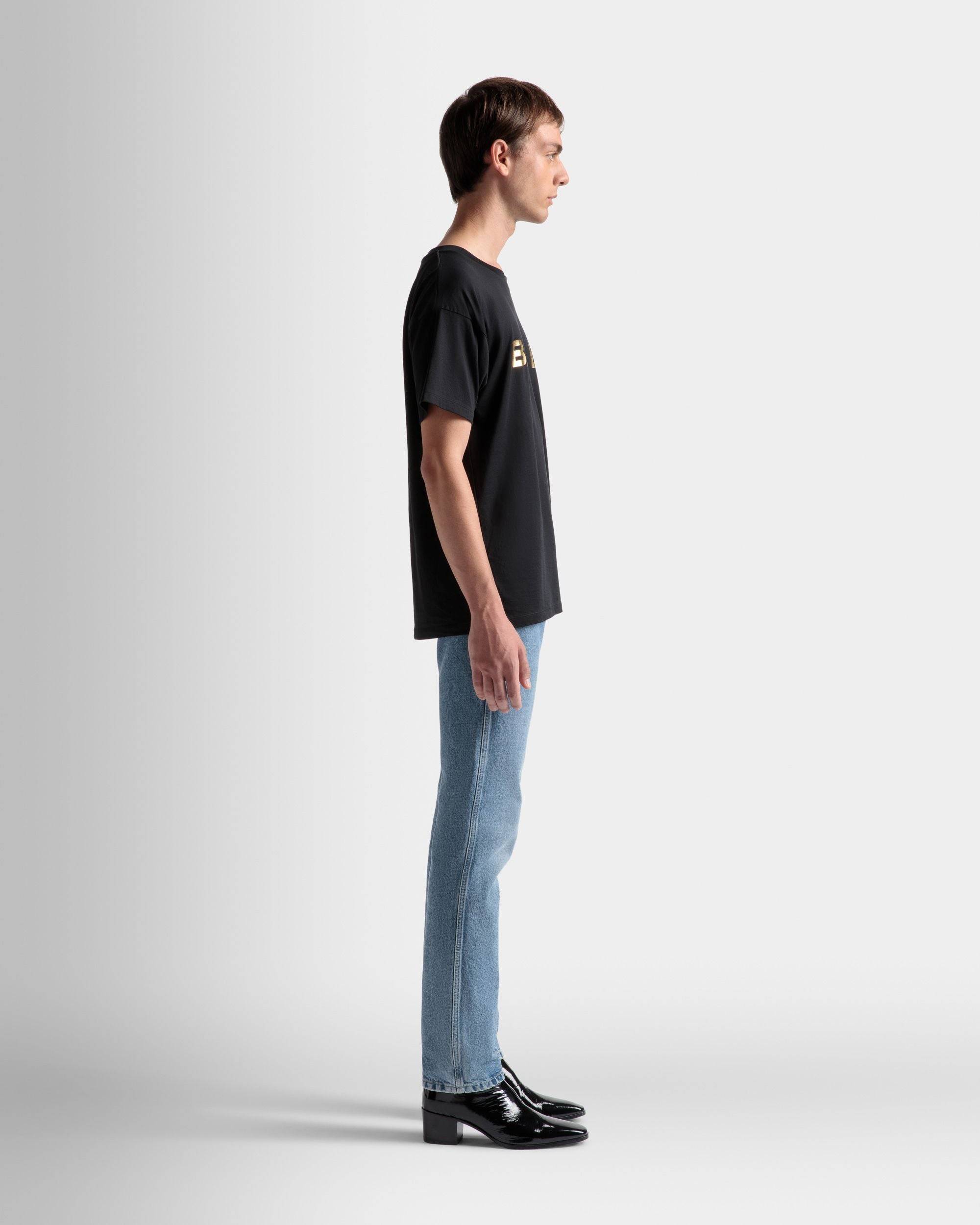 Logo T-Shirt | Men's T-Shirt | Black Cotton | Bally | On Model 3/4 Front