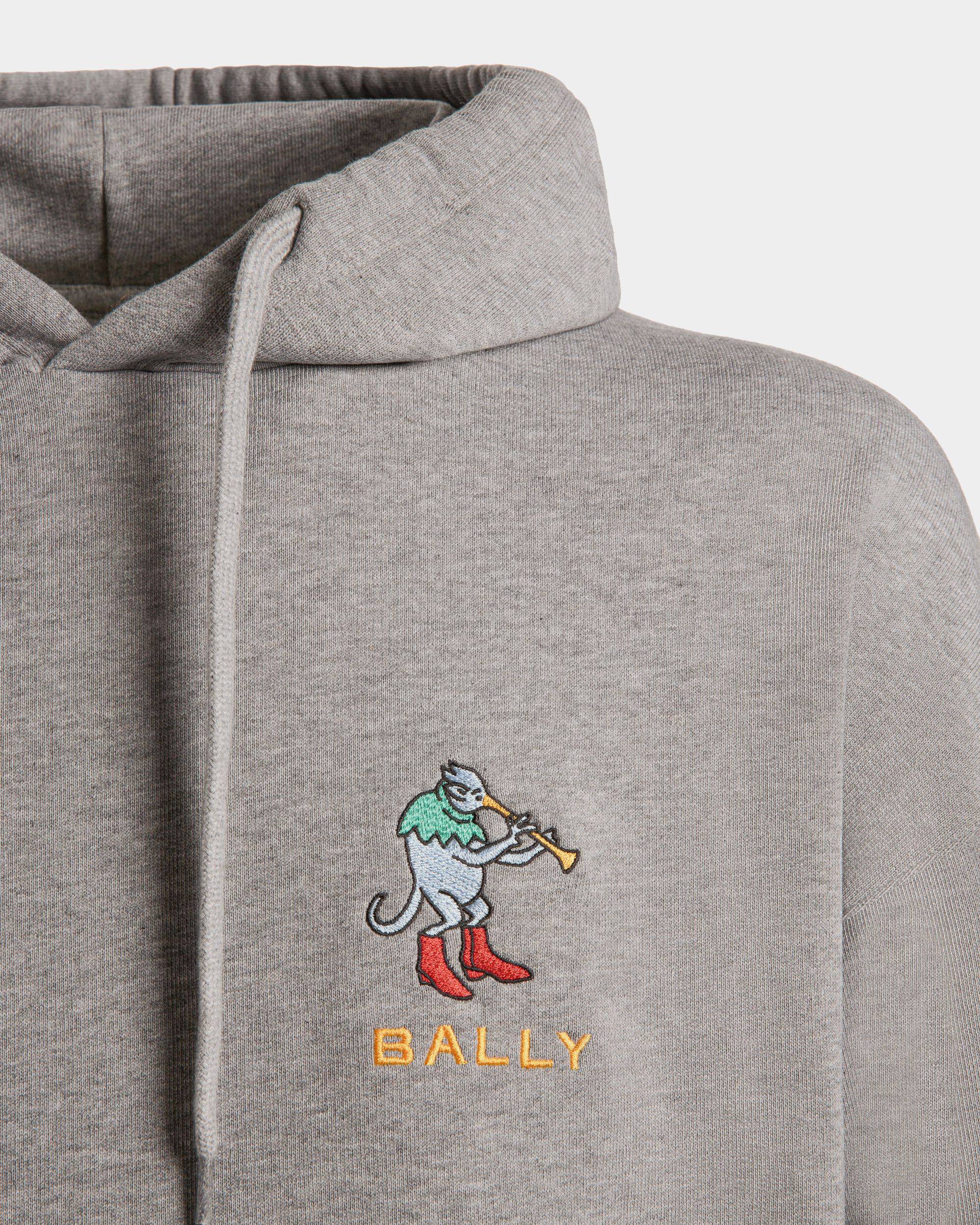 Men's Sweatshirt in Grey Melange Cotton | Bally | On Model Detail