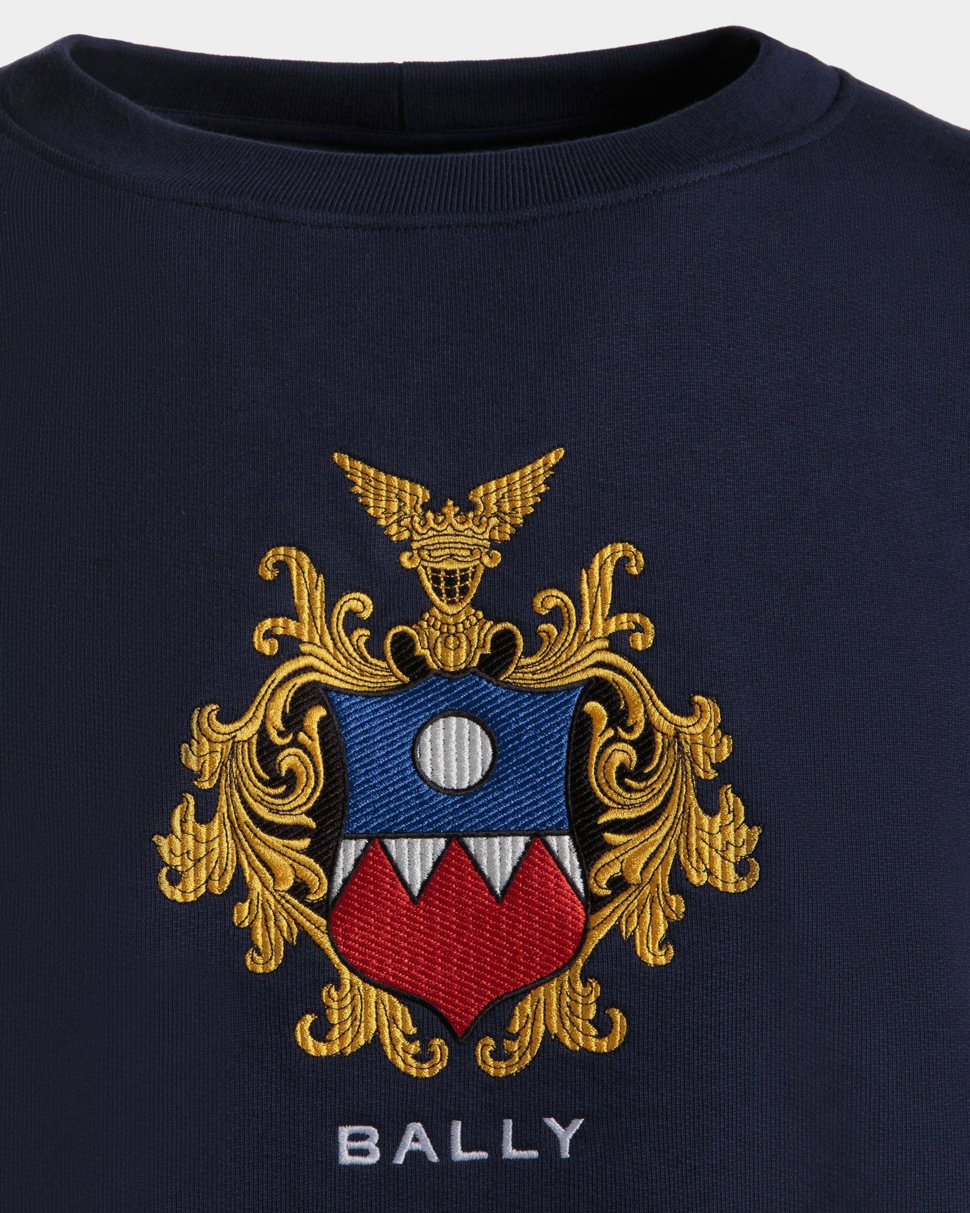 Men's Sweatshirt in Navy Blue Cotton | Bally | On Model Detail