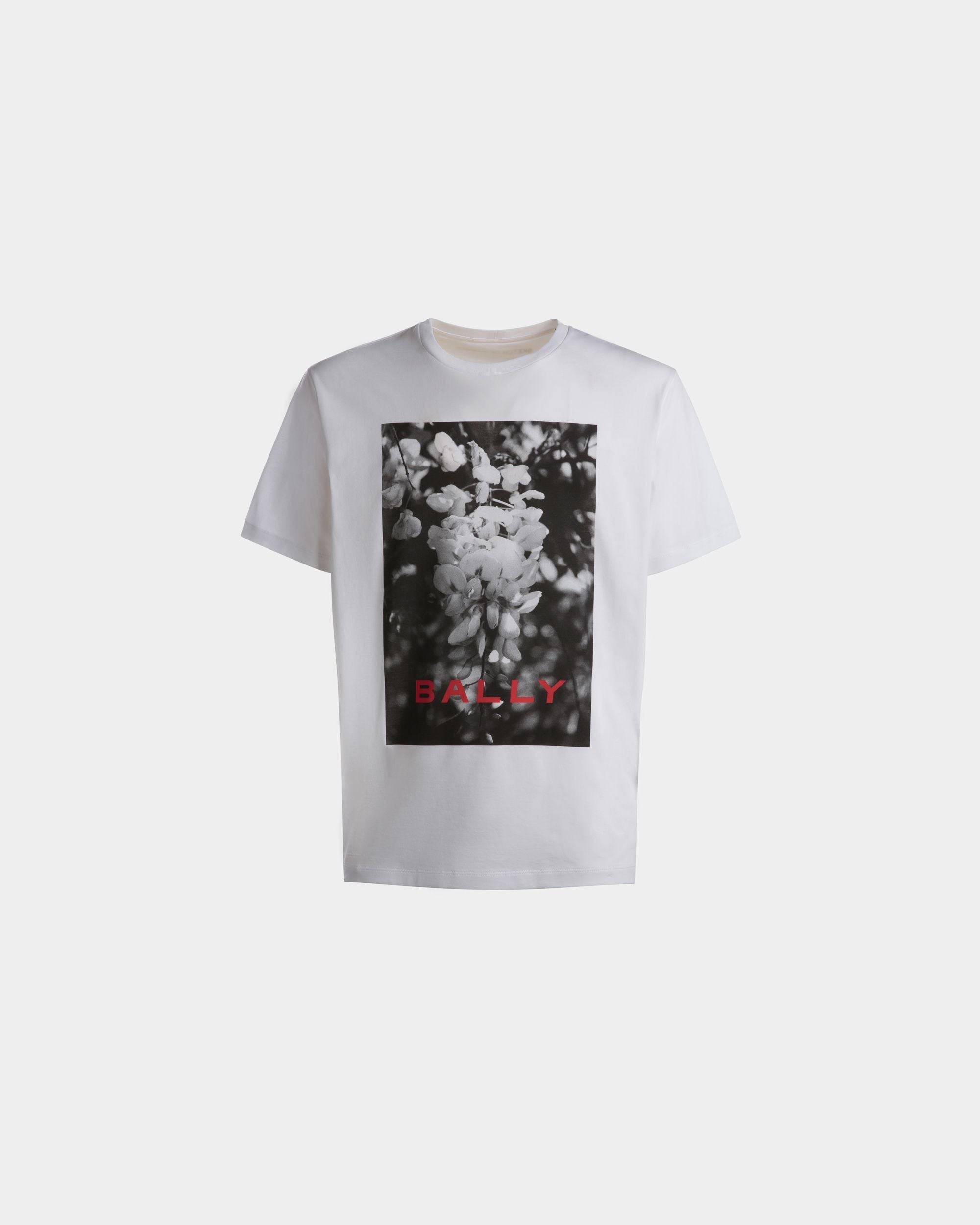 Men's Printed T-Shirt in White Cotton | Bally | Still Life Front