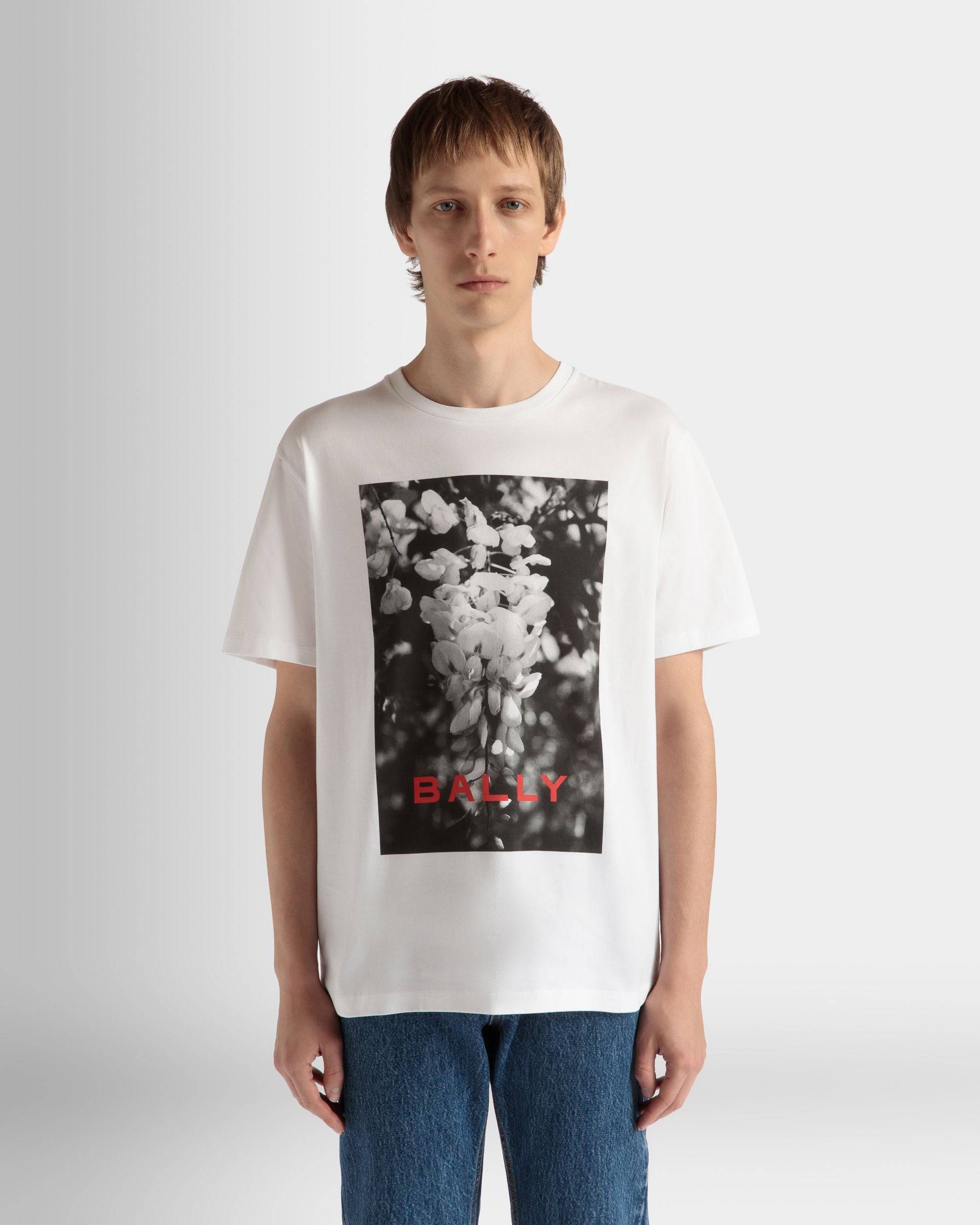 Printed T-Shirt in White Cotton - Men's - Bally - 03