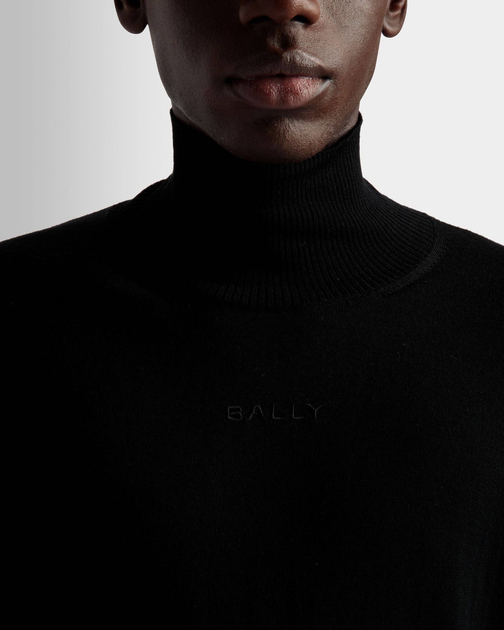 Roll Neck Sweater | Men's Roll Neck | Black Wool | Bally | On Model Detail