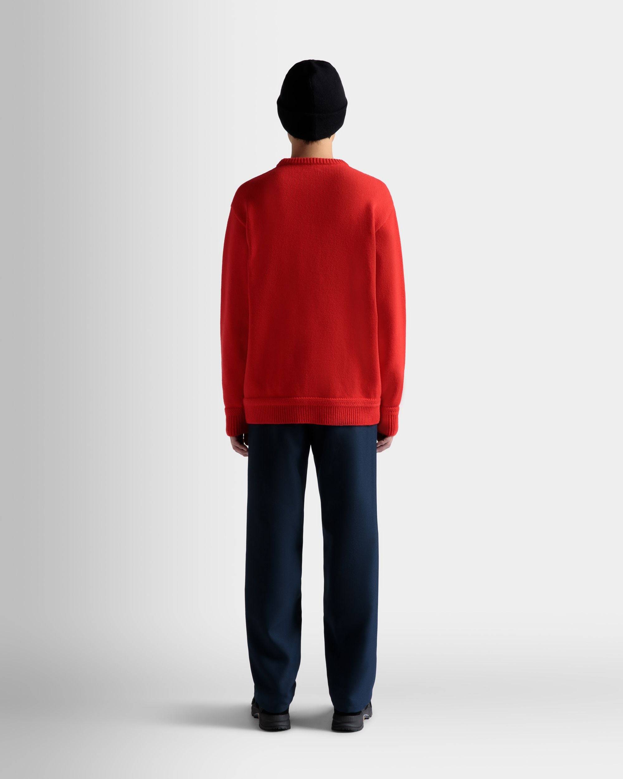 Men's Sweater in Red Wool | Bally | On Model Back