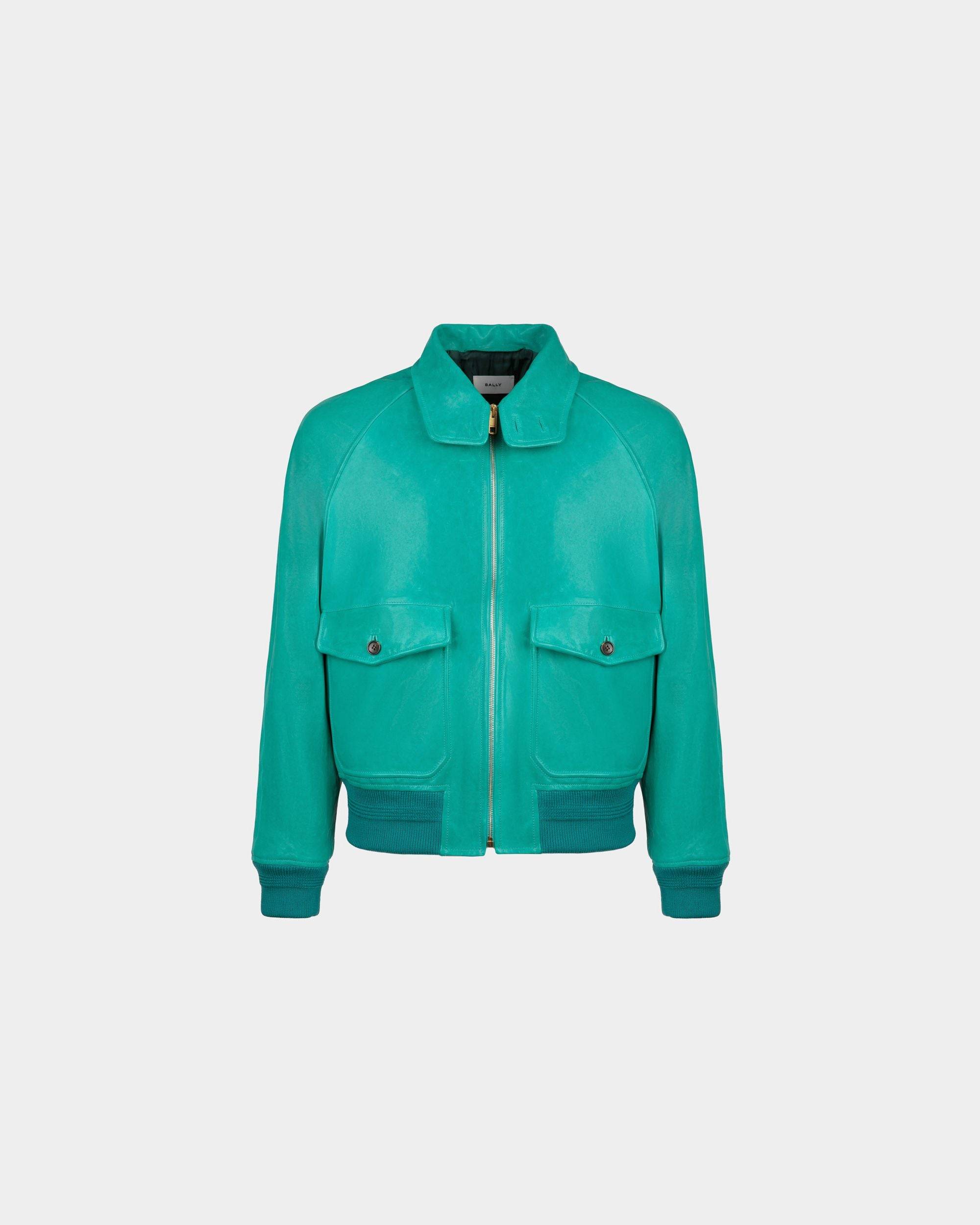 Men's Bomber in Green Leather | Bally | Still Life Front