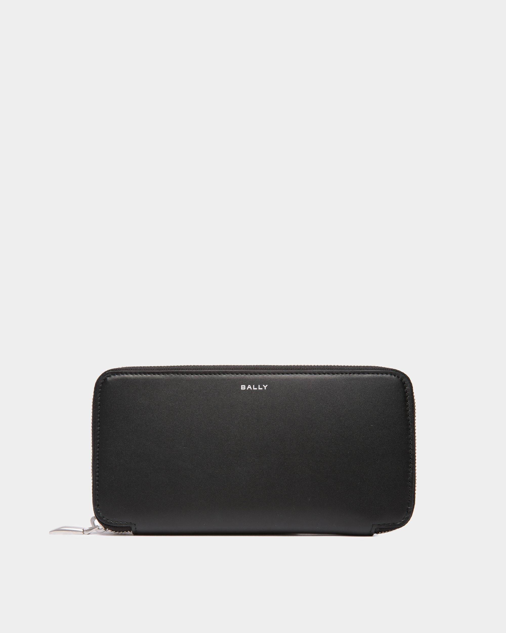 Busy Bally | Men's Zip Around Wallet in Black Leather | Bally | Still Life Front