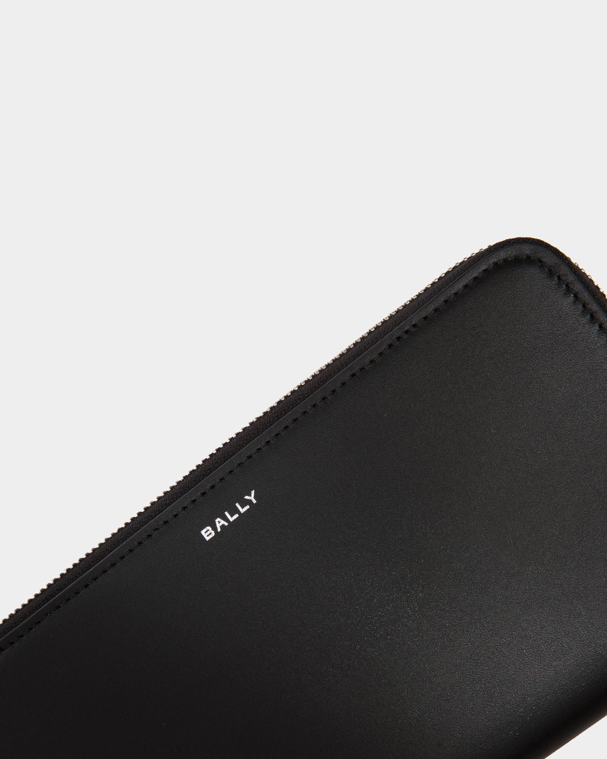 Busy Bally | Men's Zip Around Wallet in Black Leather | Bally | Still Life Detail