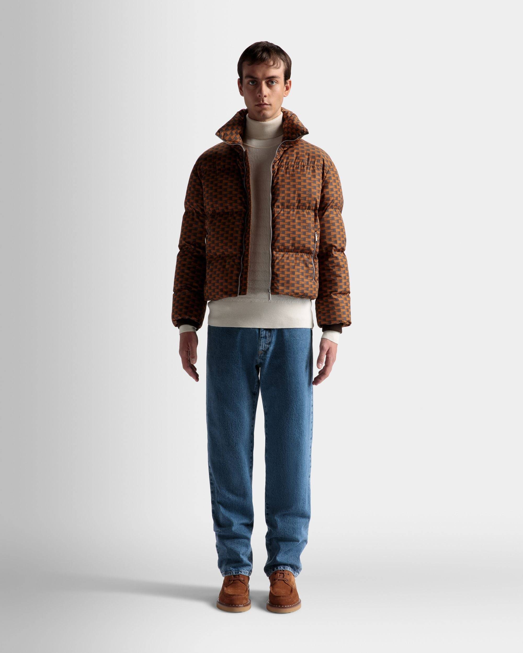 Puffer Jacket | Men's Outerwear | Brown Nylon | Bally | On Model Front