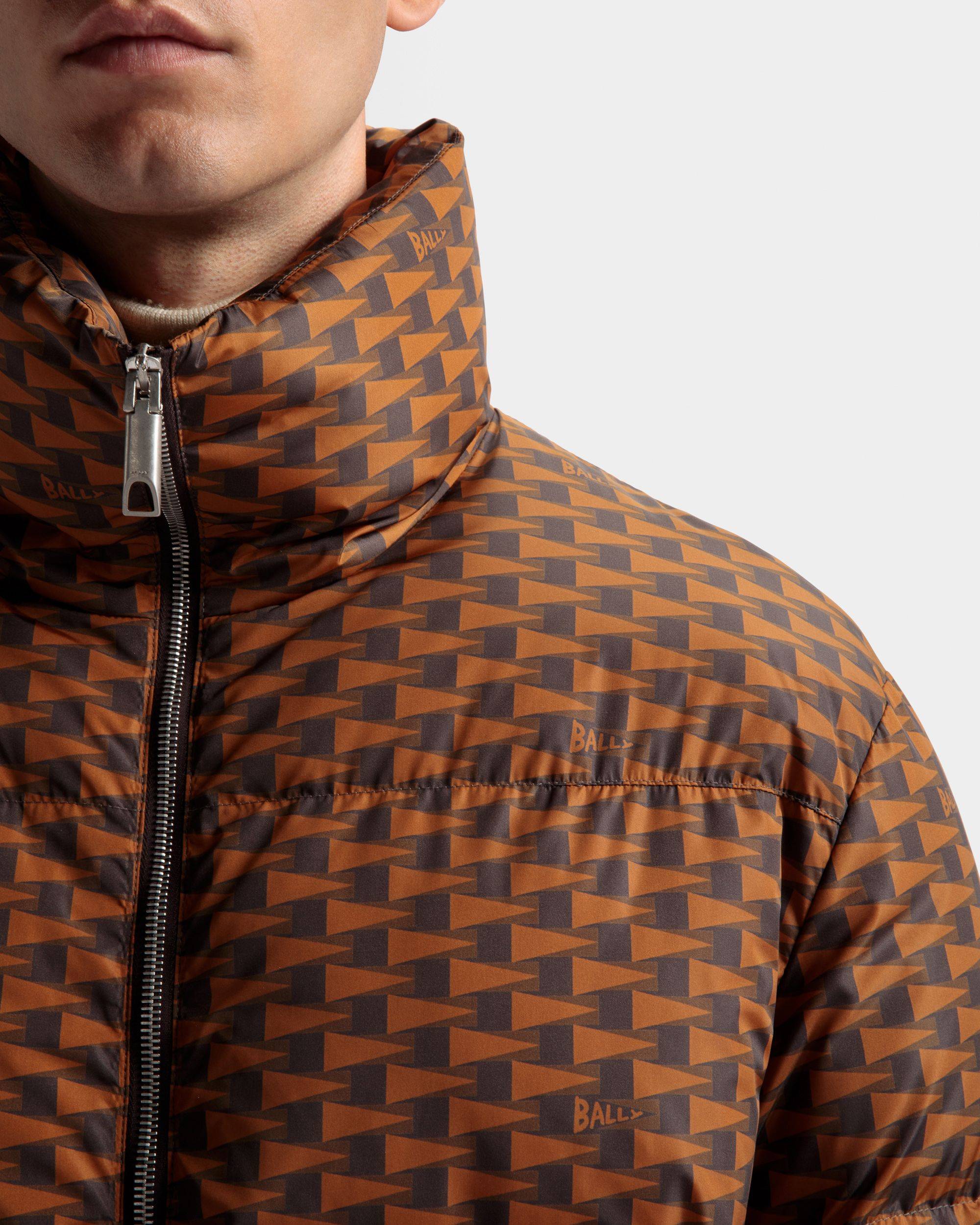 Puffer Jacket | Men's Outerwear | Brown Nylon | Bally | On Model Detail