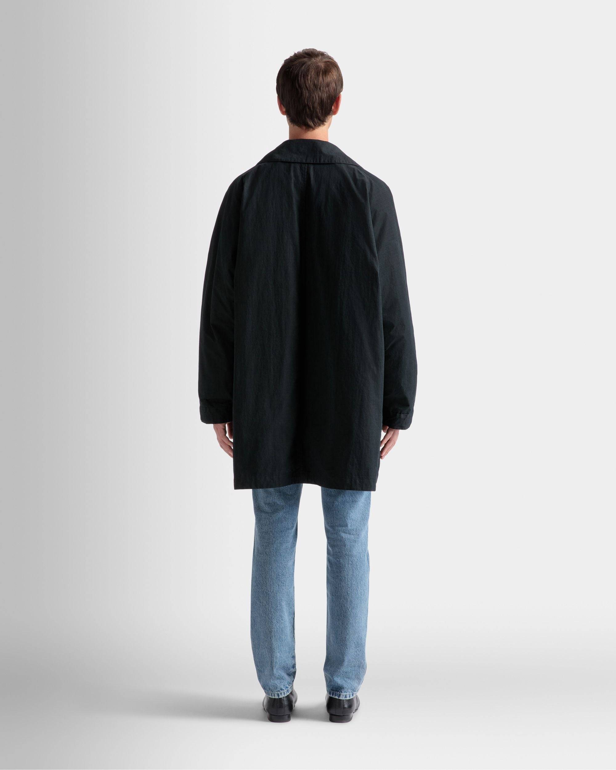 Duster Coat | Men's Coat | Black Polyamide | Bally | On Model Back