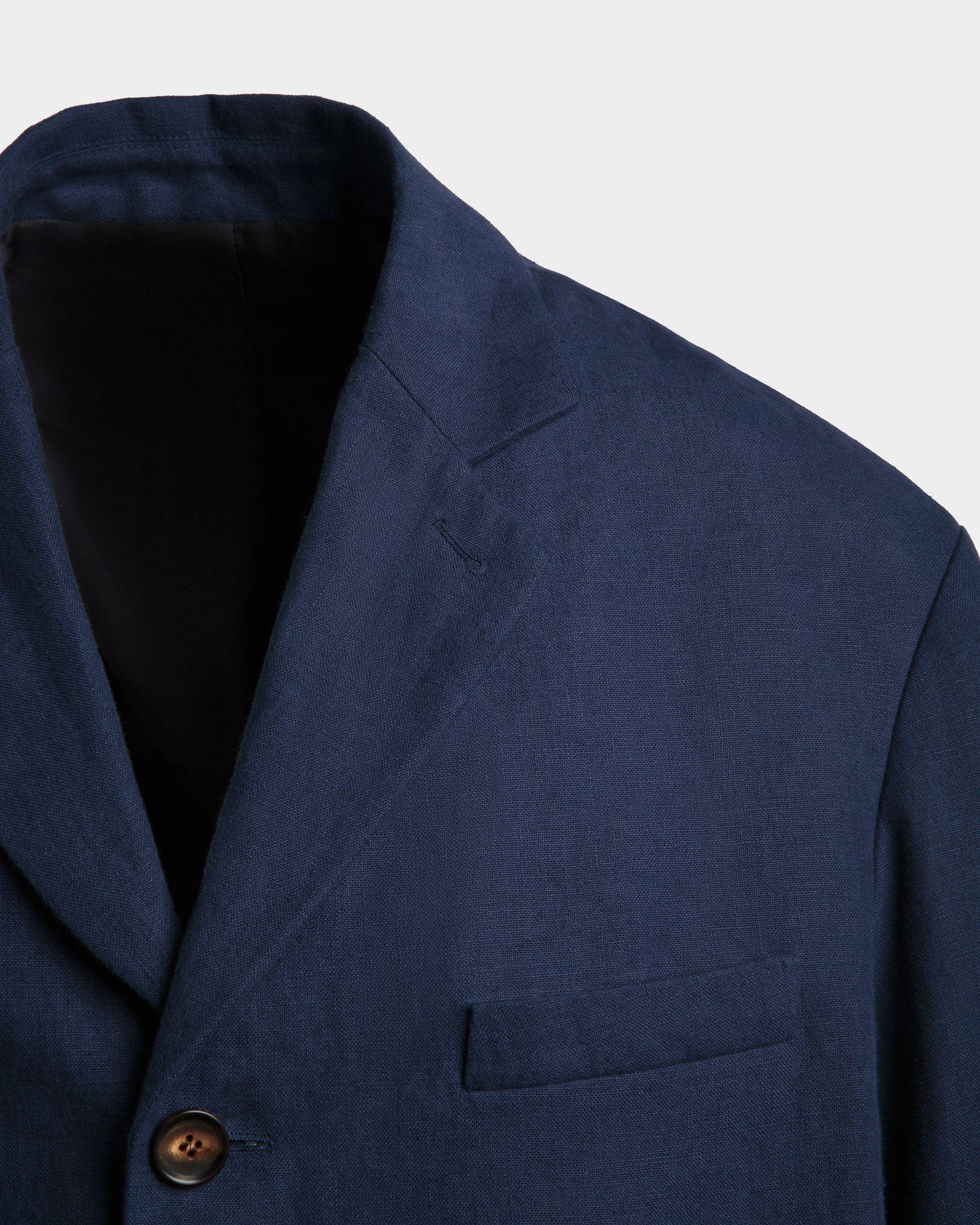 Men's Jacket in Navy Blue Linen | Bally | On Model Detail