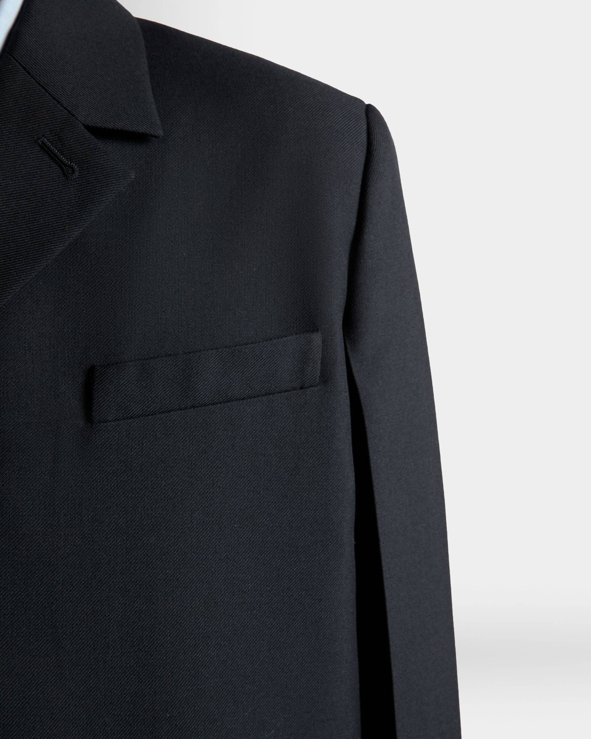 Men's Jacket in Navy Blue Wool Blend | Bally | On Model Detail
