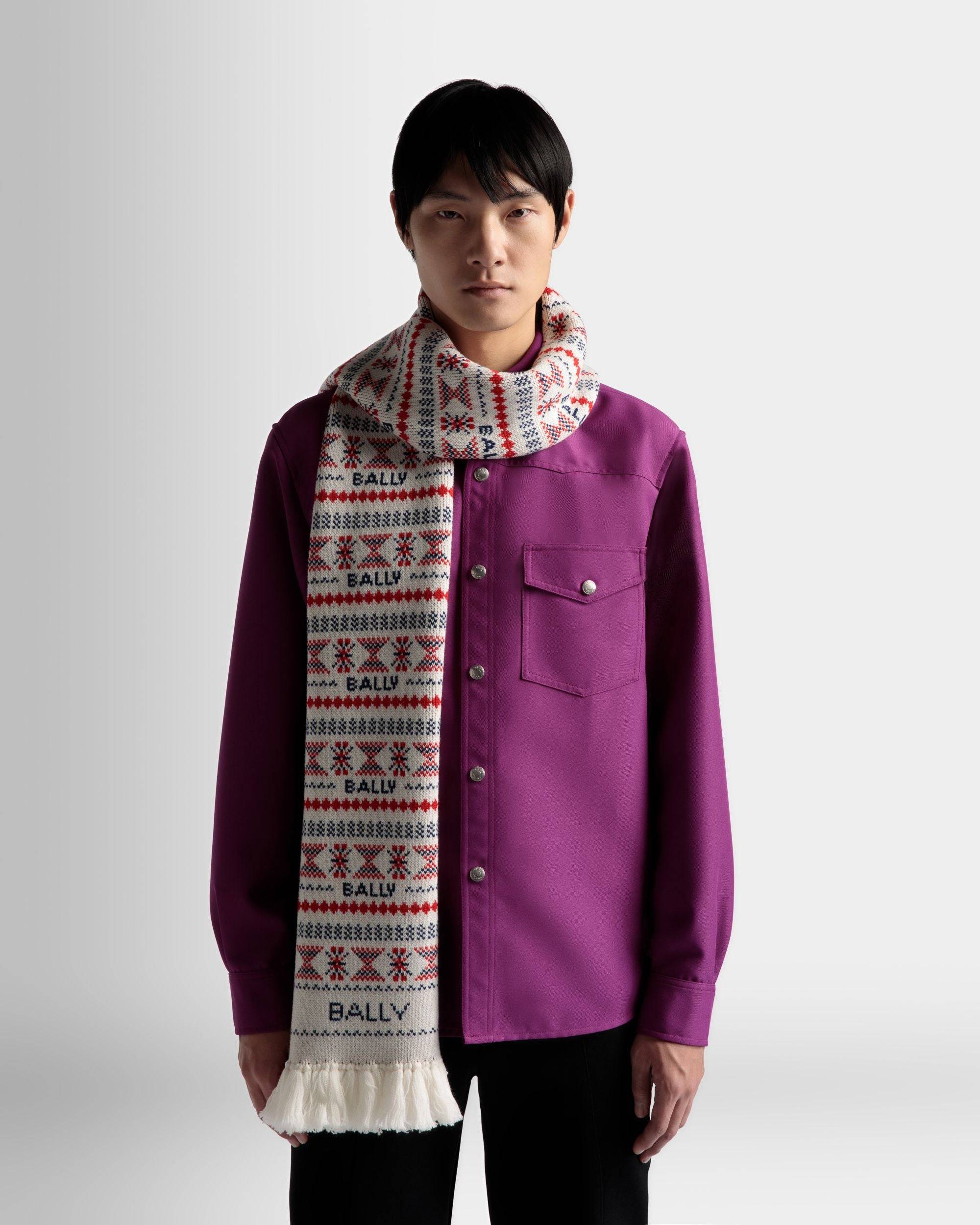 Men's Multicolor Scarf in Wool | Bally | On Model Front