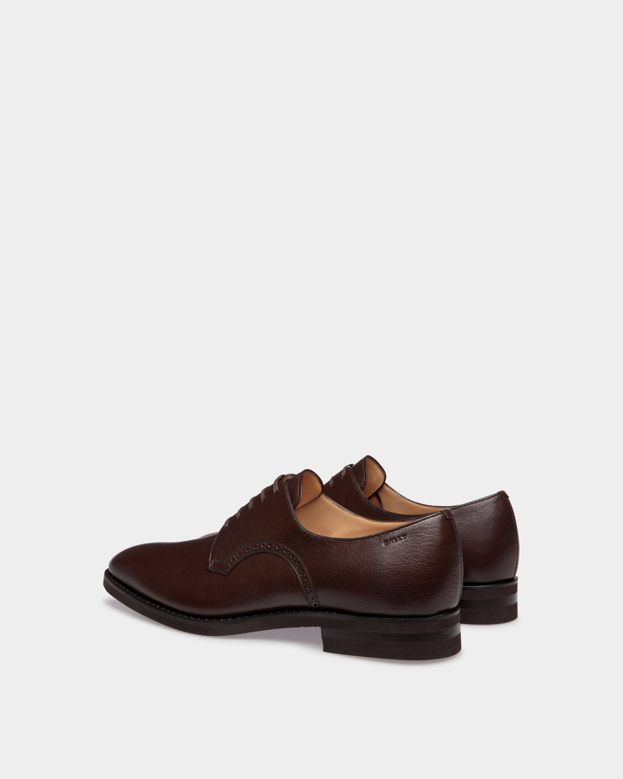Scribe | Men's Derby in Brown Grained Leather | Bally | Still Life 3/4 Front