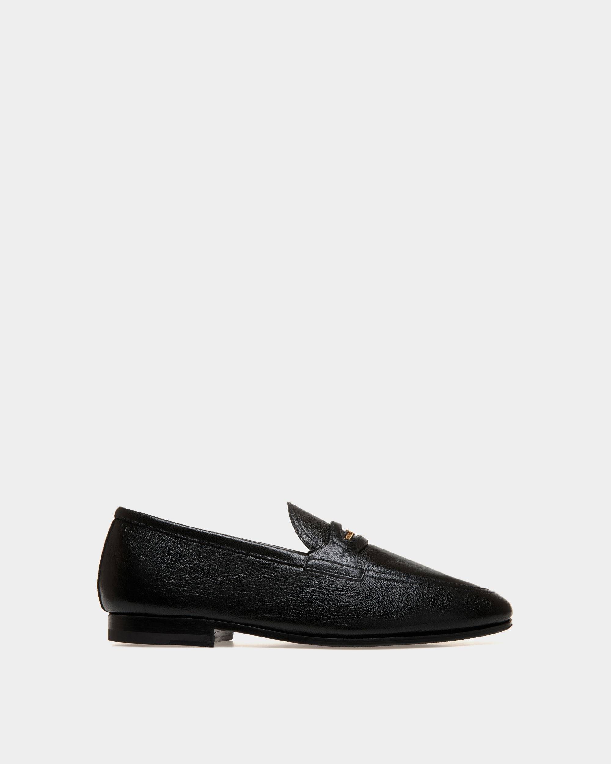 Plume | Men's Loafer in Black Grained Leather | Bally | Still Life Side