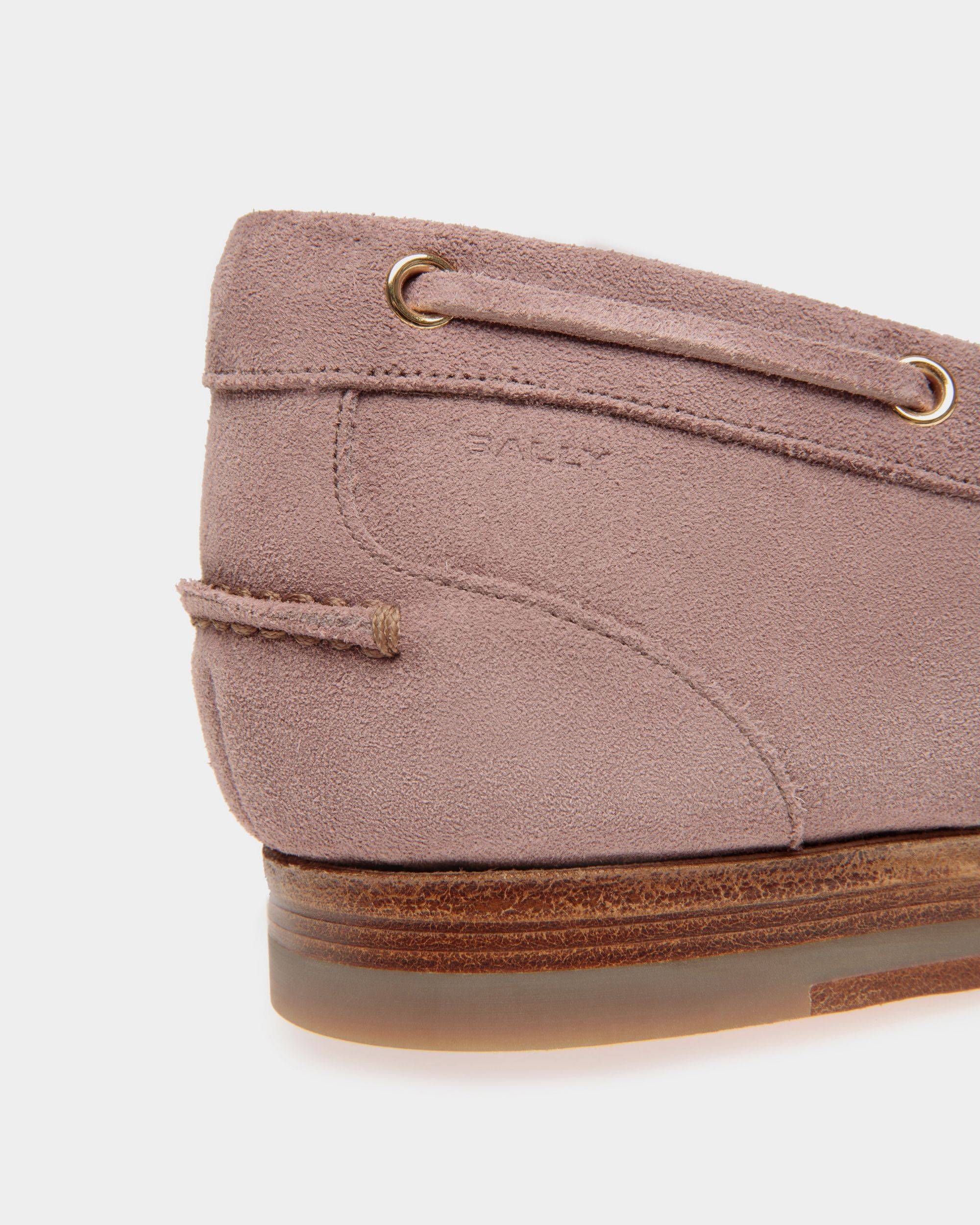 Plume | Men's Moccasin in Light Mauve Suede| Bally | Still Life Detail